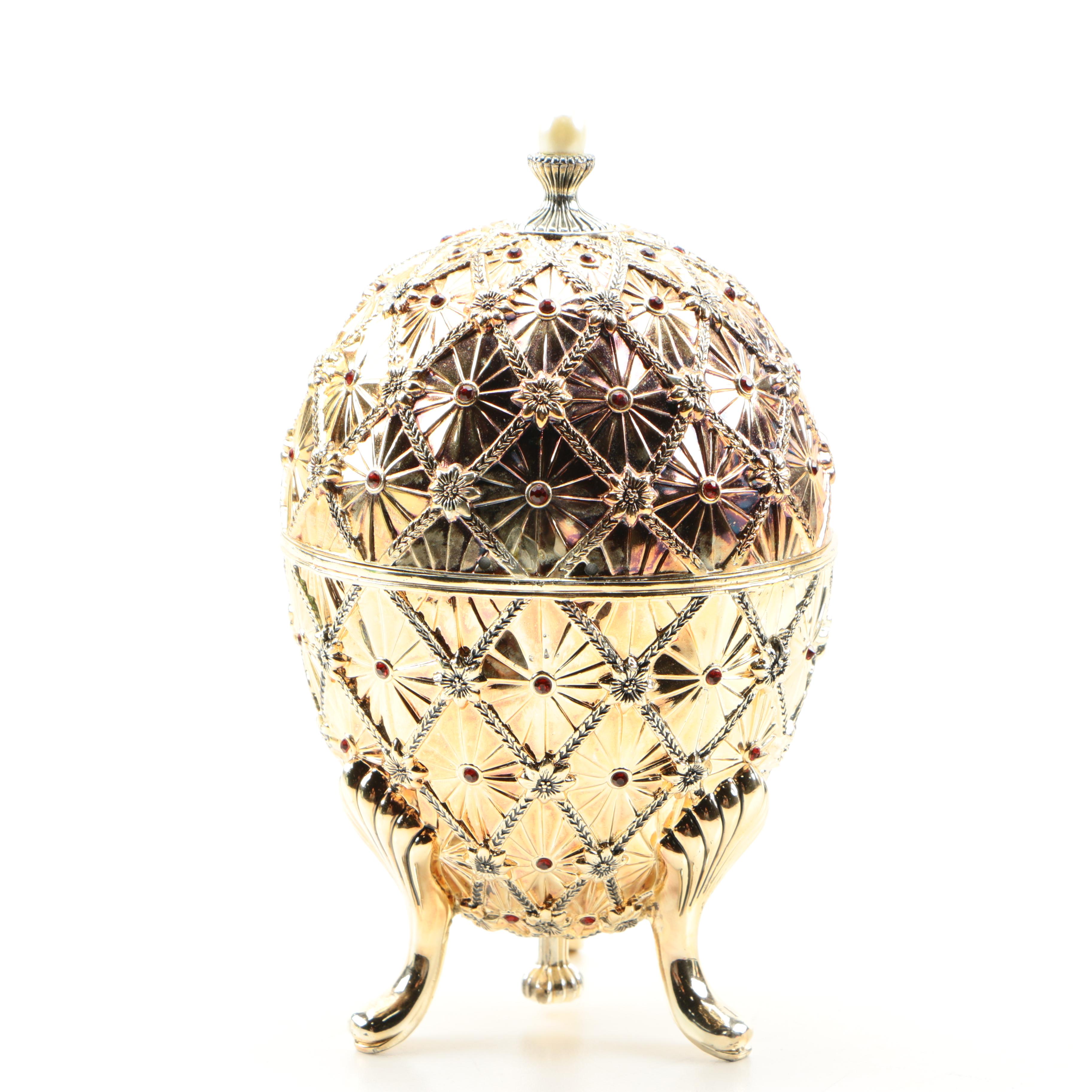 2001 Wallace Silversmiths Silver Plate Holiday Musical Egg