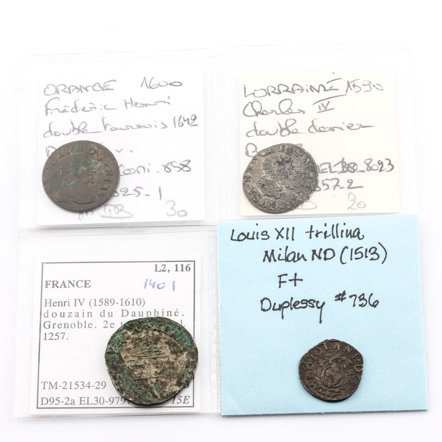 Collection of (4) 16th and 17th Century French Coins