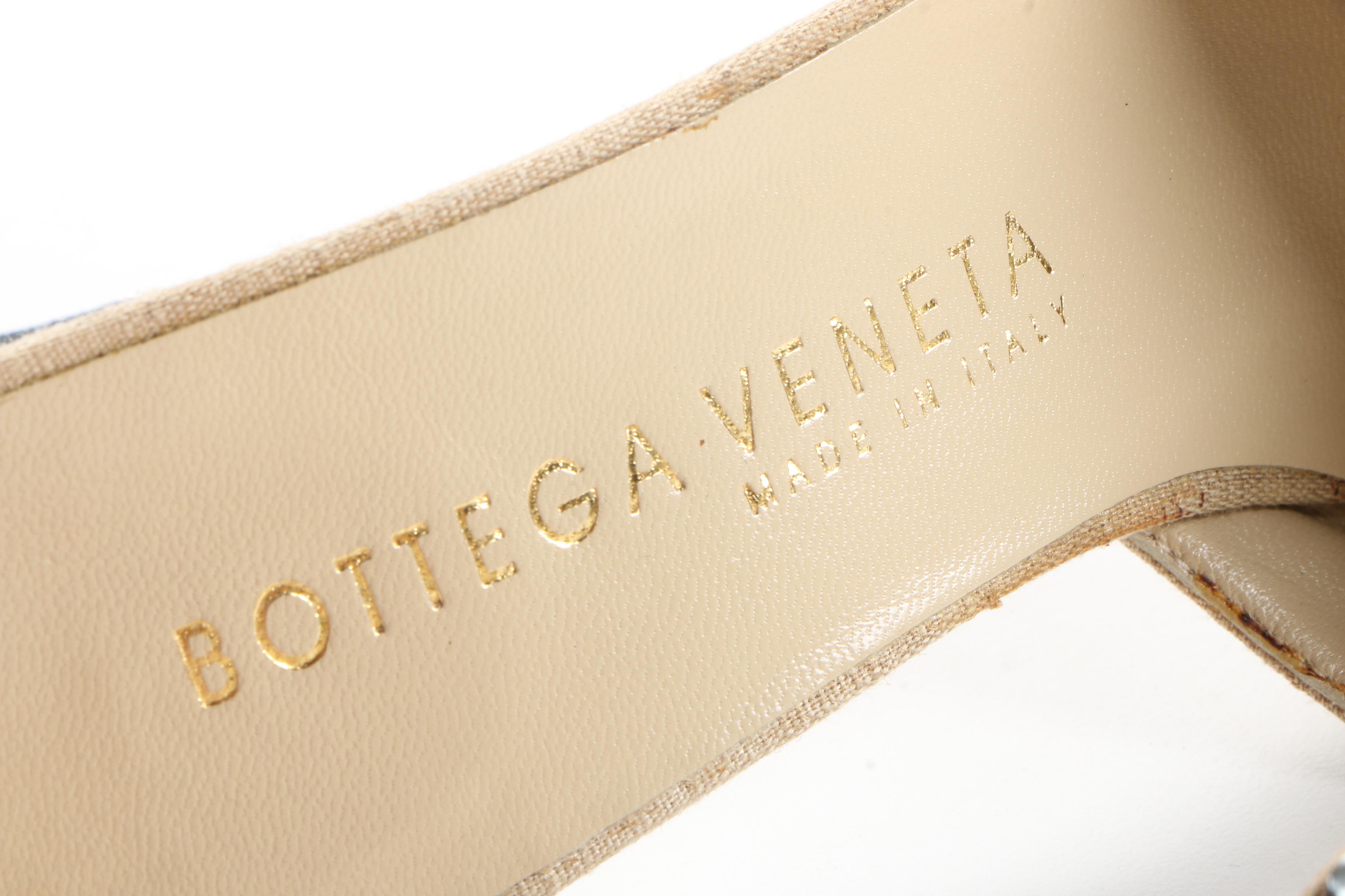 Bottega Veneta Pointed T-Strap Canvas Heels
