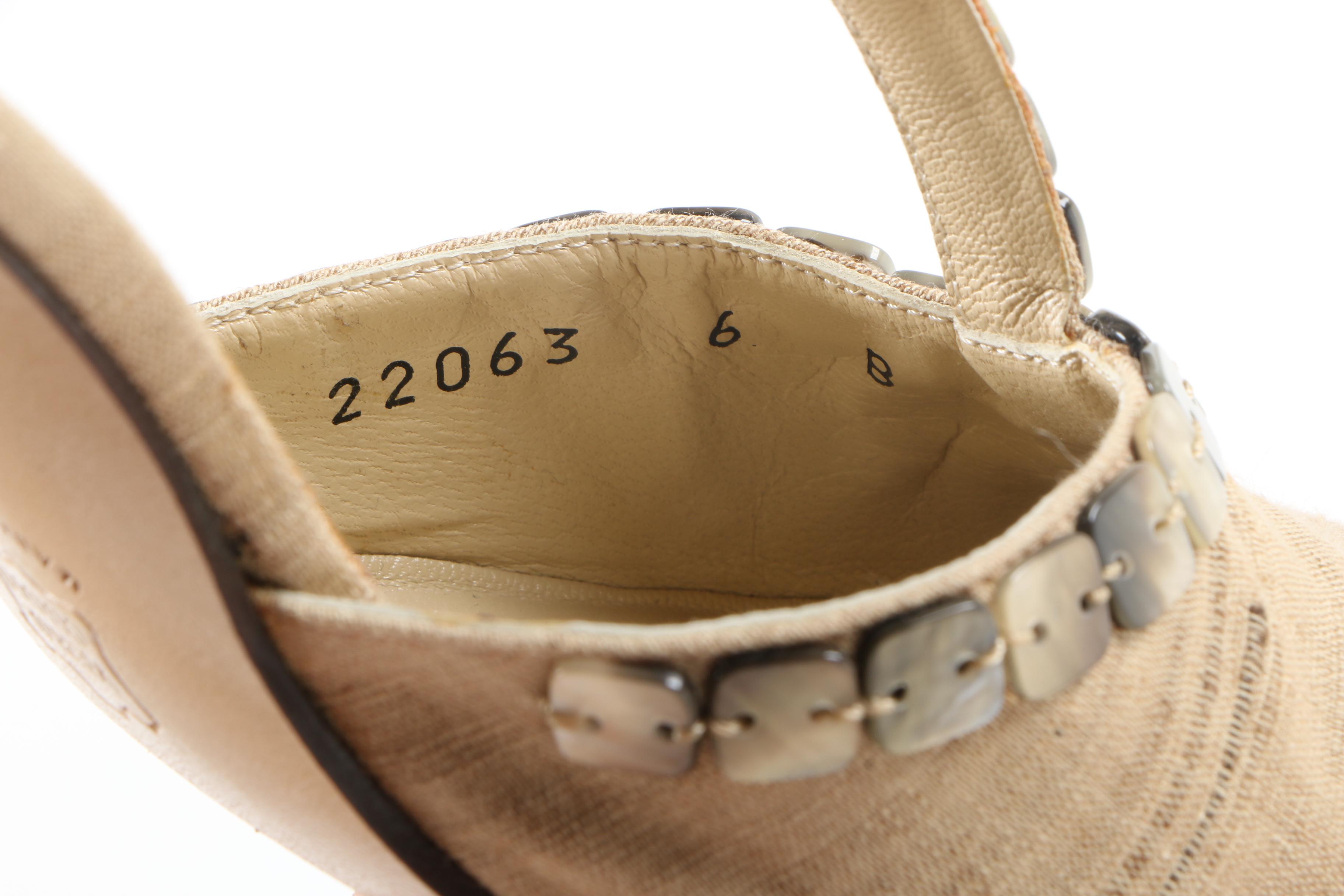 Bottega Veneta Pointed T-Strap Canvas Heels