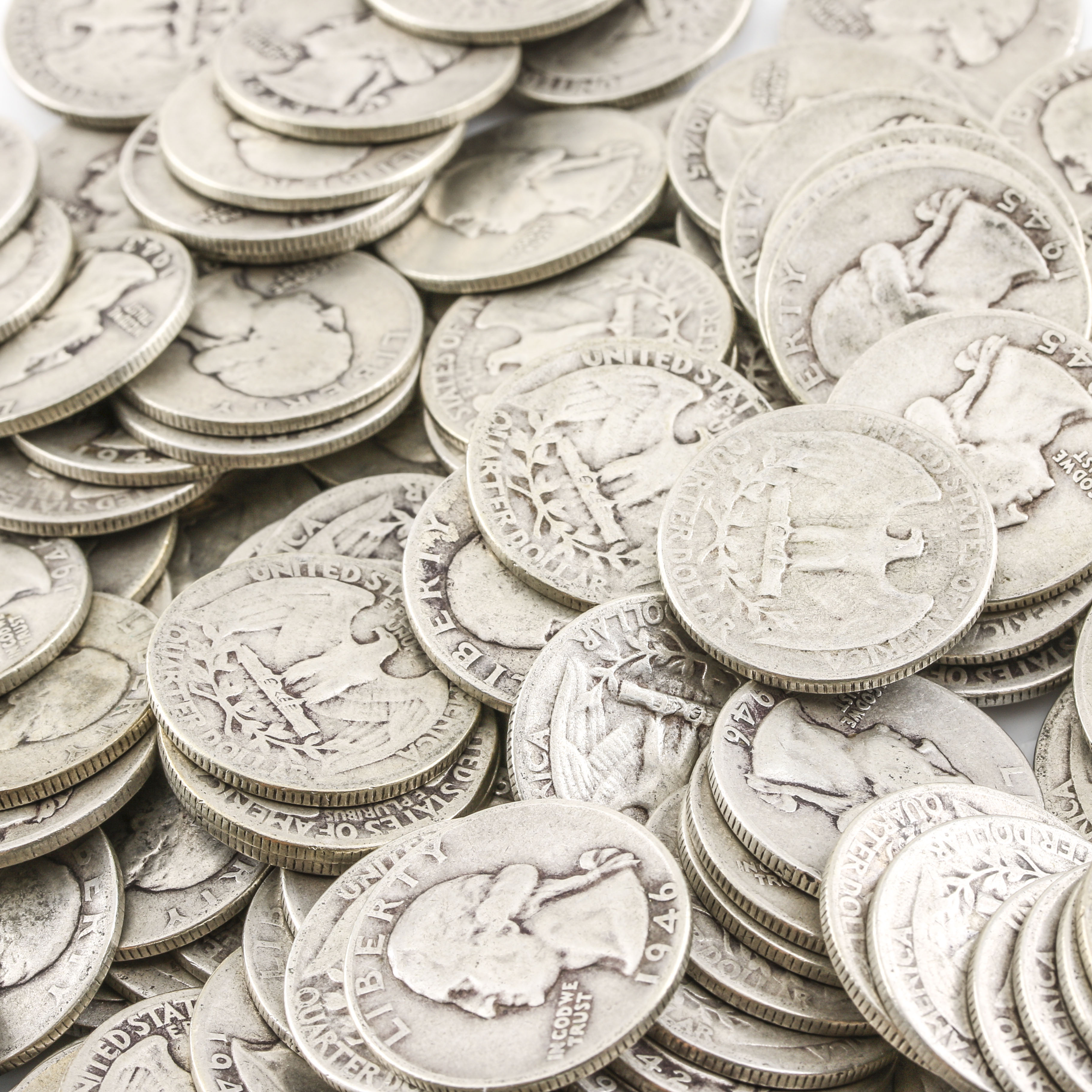 Group of 158 George Washington Silver Quarters from the 1940's