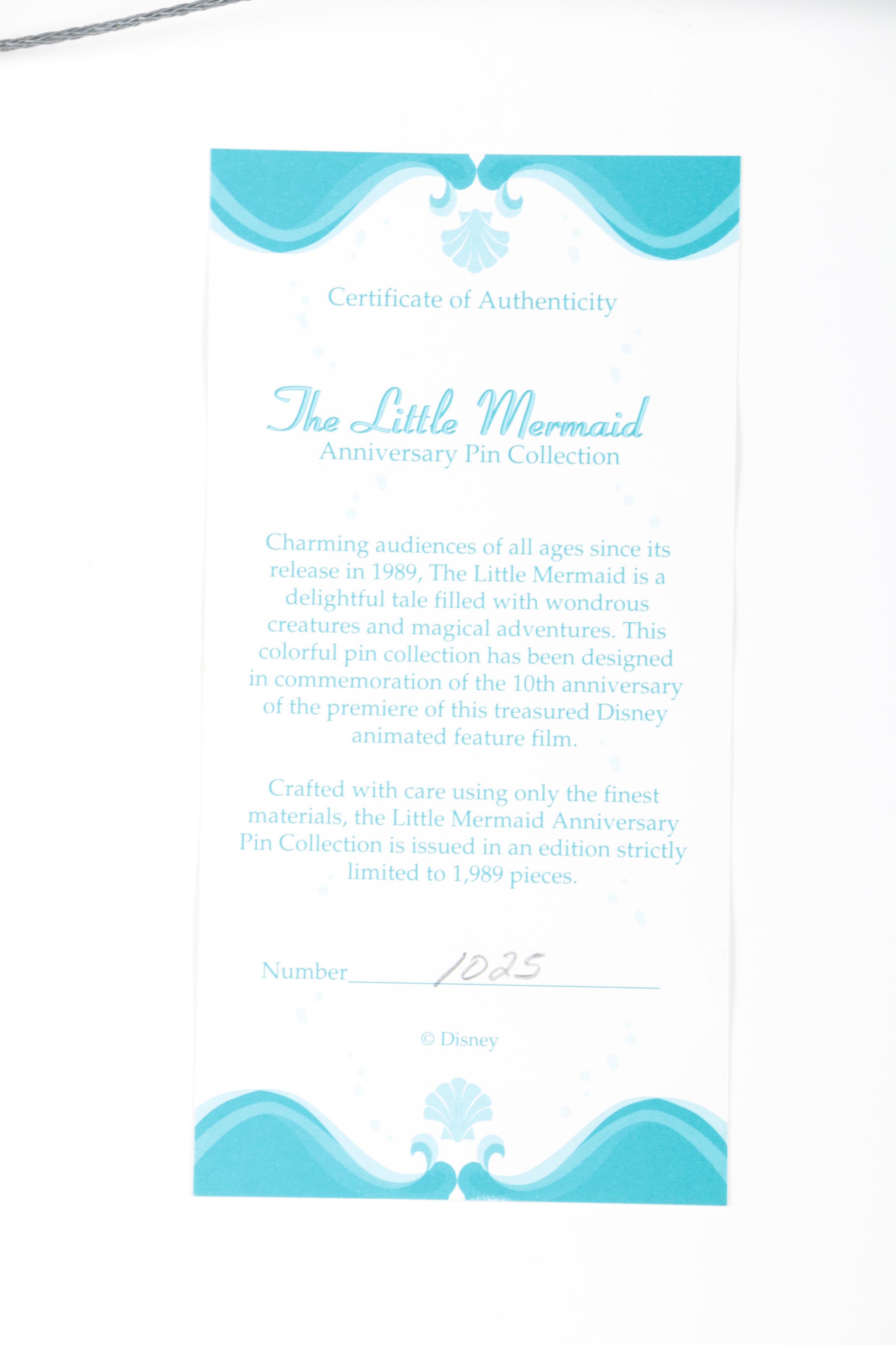 Limited Edition  "The Little Mermaid" Tenth Anniversary Pin Collection