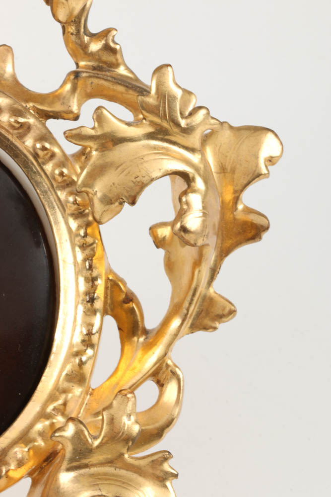 19th-Century Painted German Porcelain Plaque with Gesso Frame