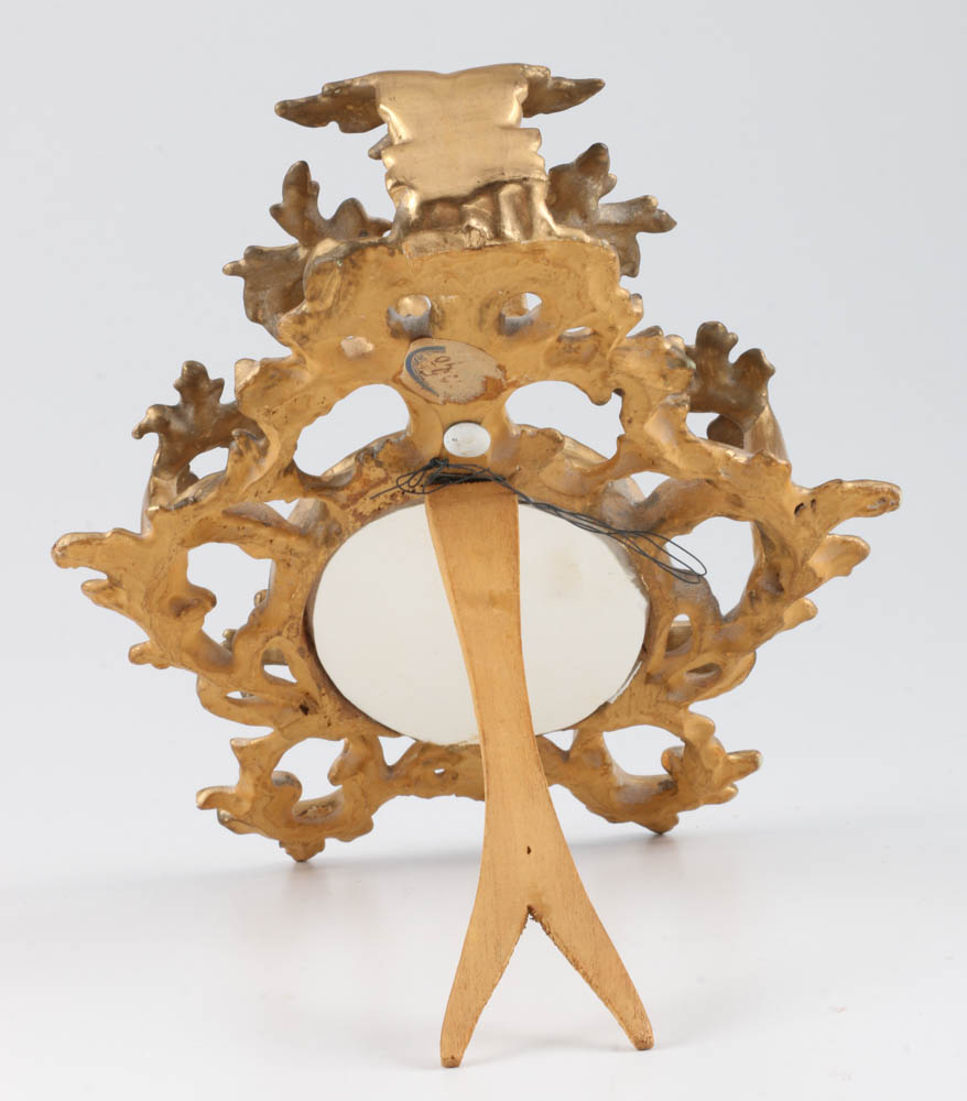 19th-Century Painted German Porcelain Plaque with Gesso Frame