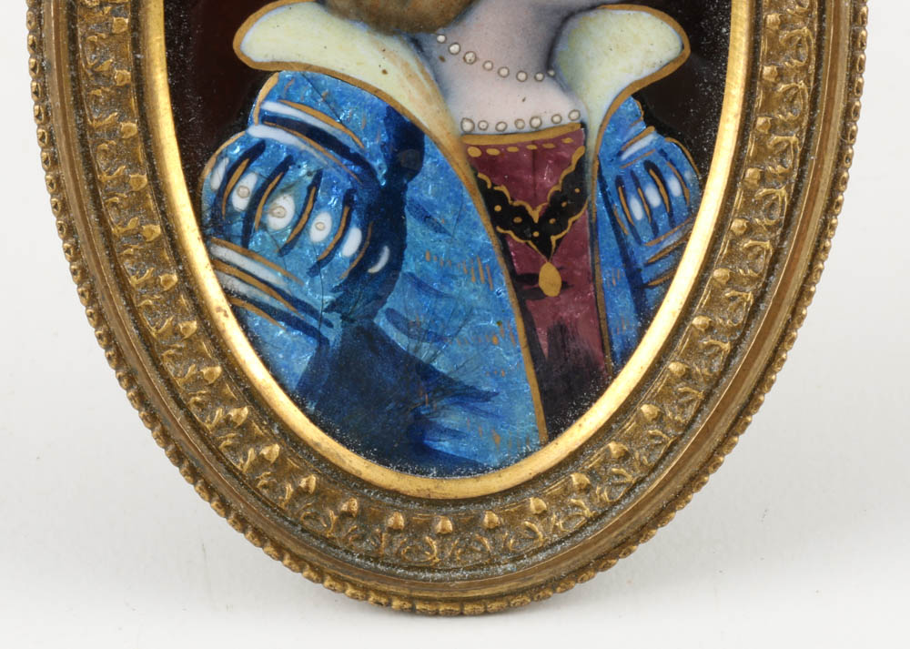 19th - Century French Enameled  Miniature Portrait