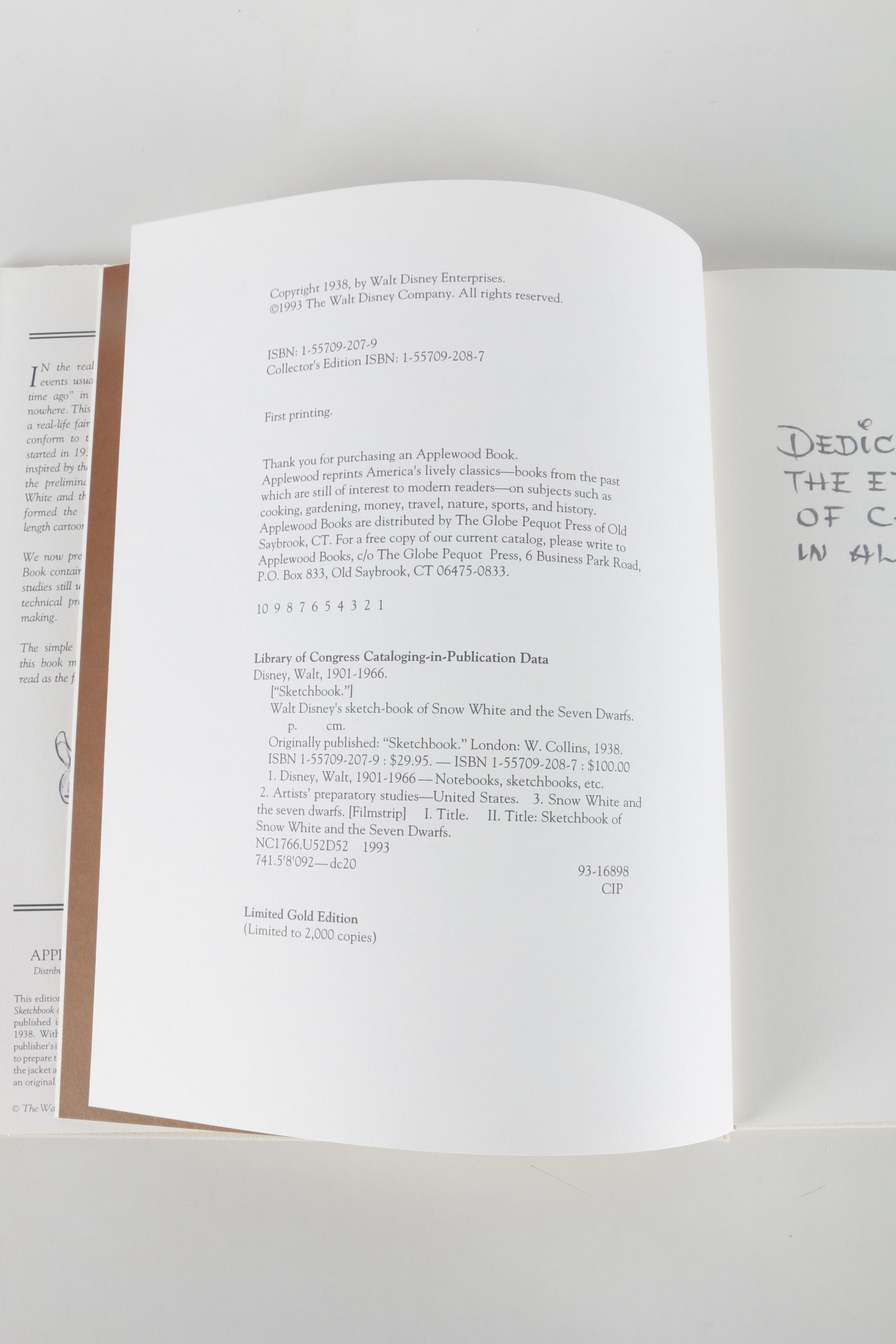 Limited Gold Edition of "Walt Disney's Sketch Book of Snow White and the Seven Dwarves"