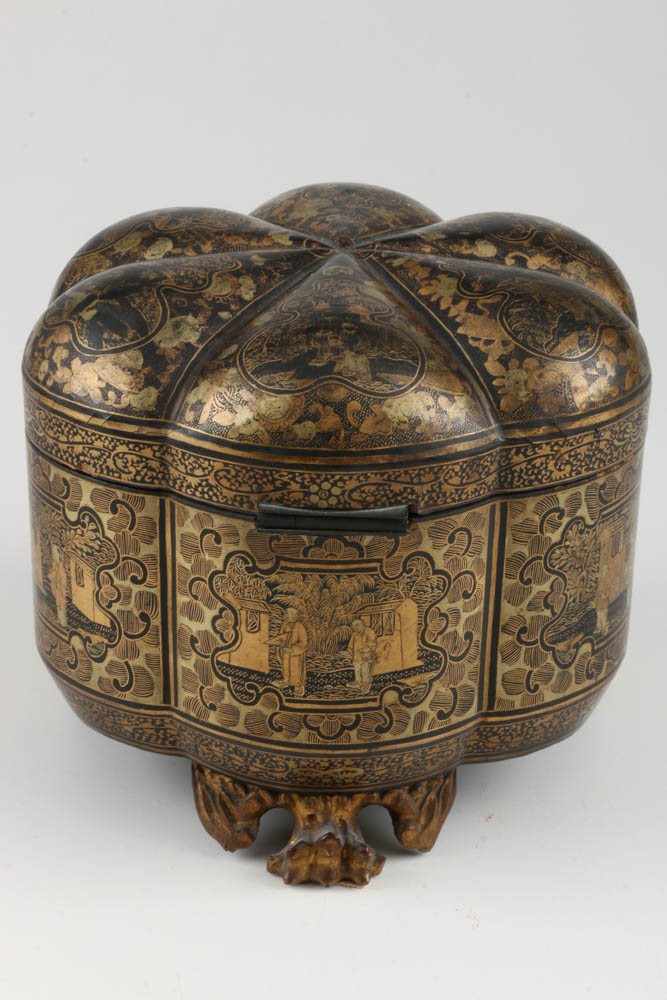 Chinese Qing Dynasty Lobate Tea Caddy Chest