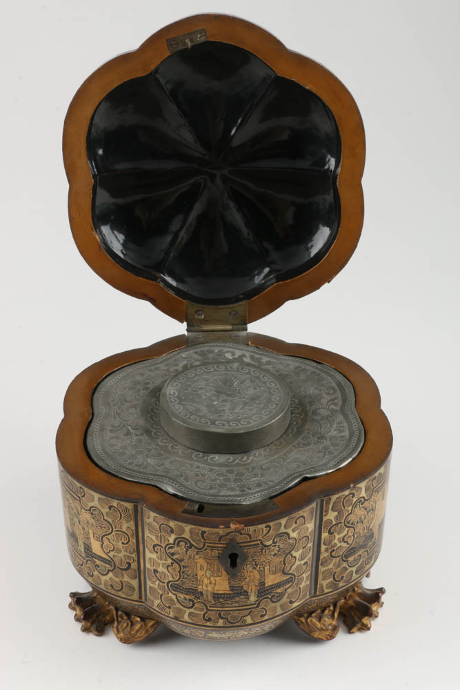 Chinese Qing Dynasty Lobate Tea Caddy Chest