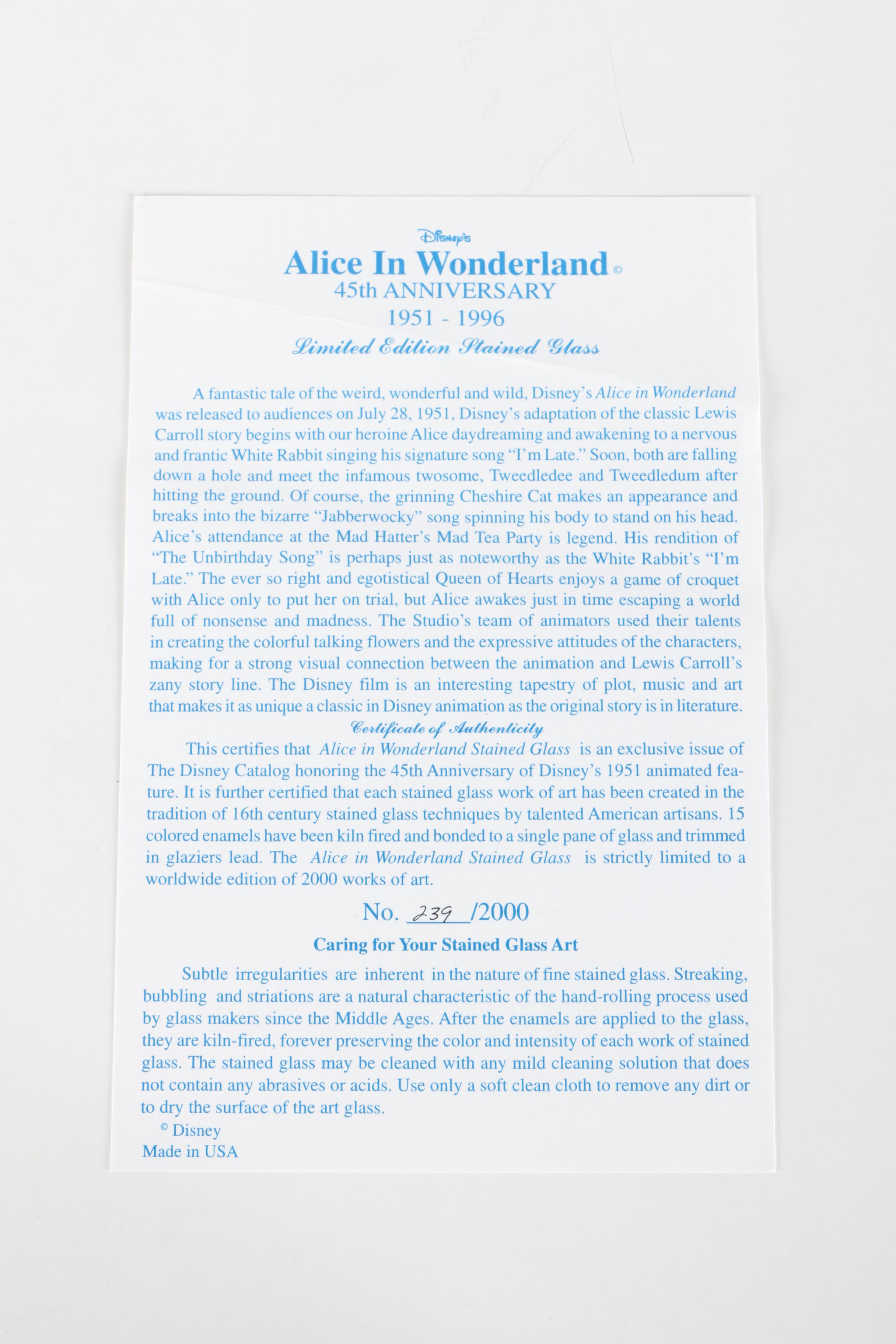 Two Limited Edition Disney Stained Glass Panes