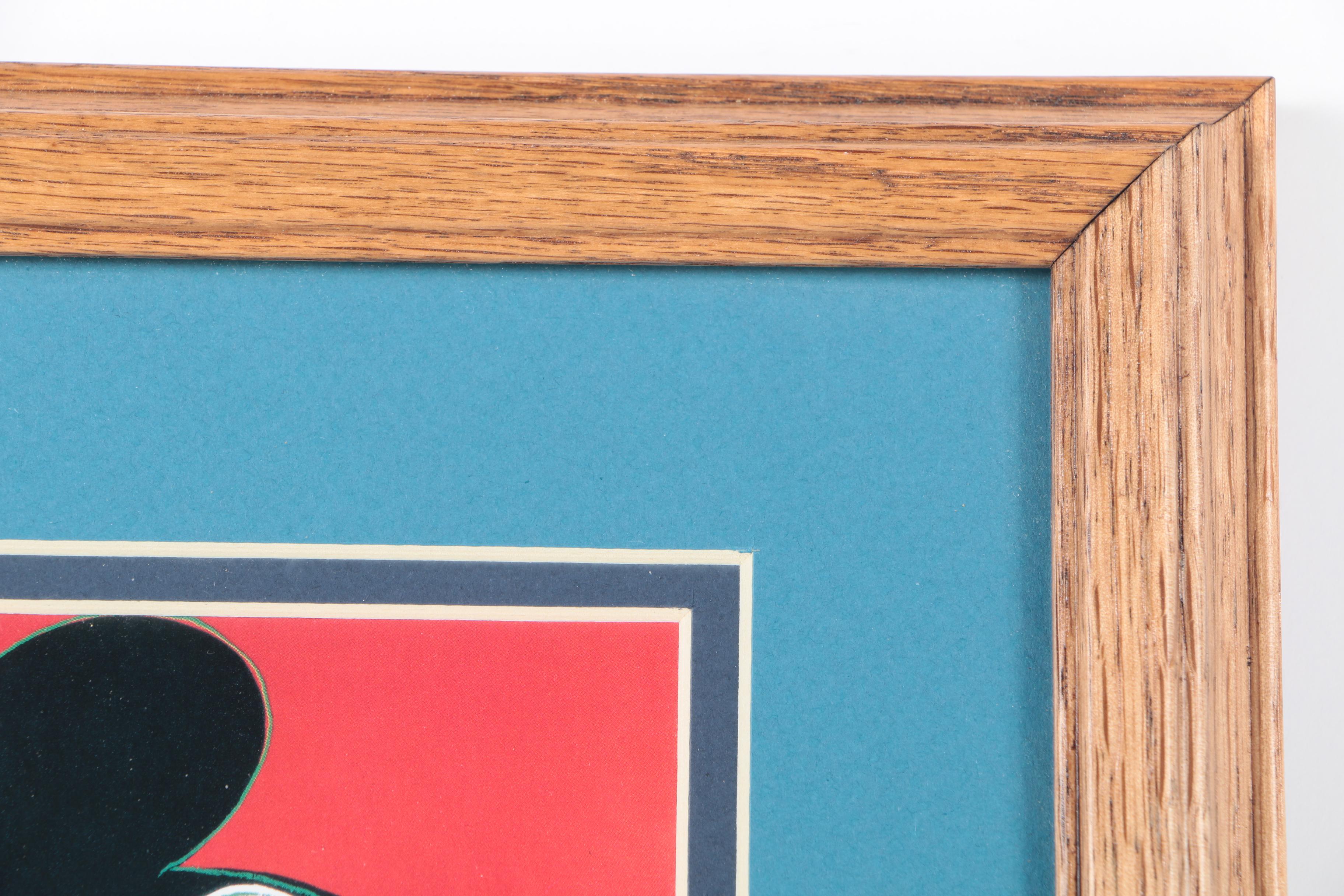 Offset Lithograph on Paper of Mickey Mouse With a Walt Disney Stamp