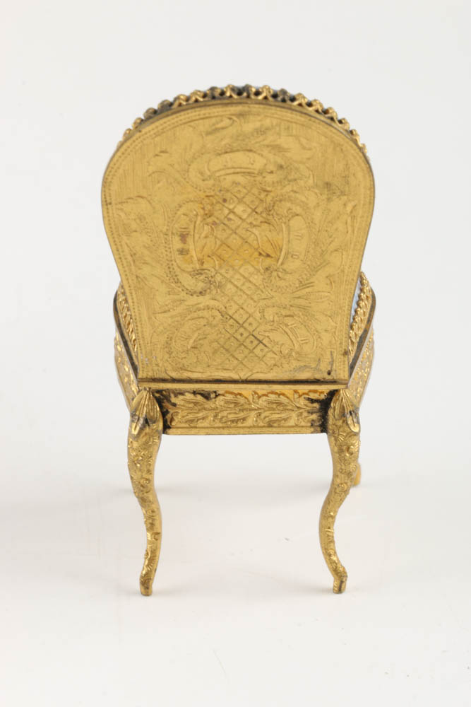 A Pair of Antique Miniature Viennese Enameled and Gilt Chairs