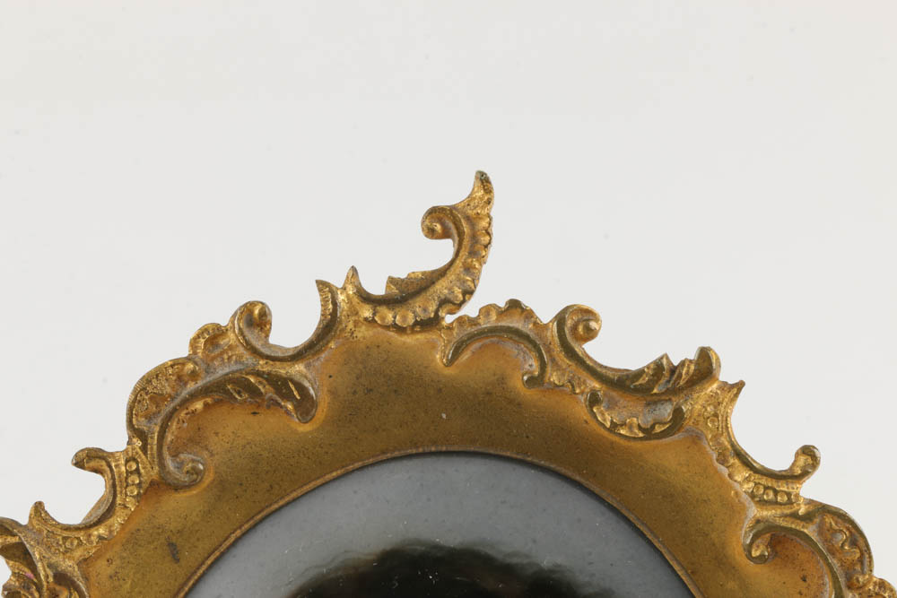 Antique KPM Style Female Portrait on Porcelain with Brass Frame