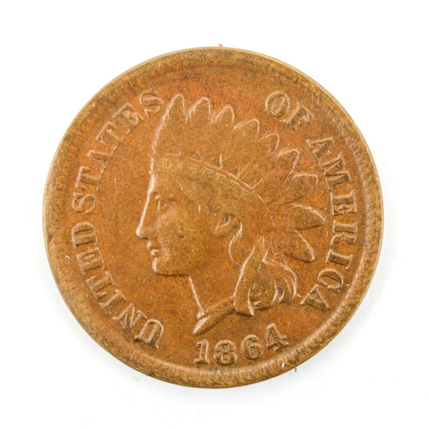 United States 1864 Indian Head Penny with L on Ribbon