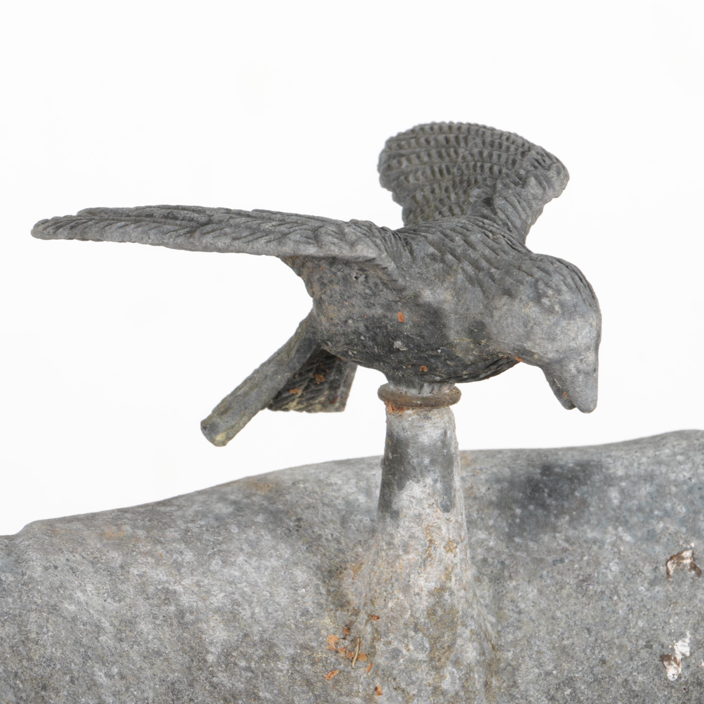 Gray Metal Garden Bird Bath