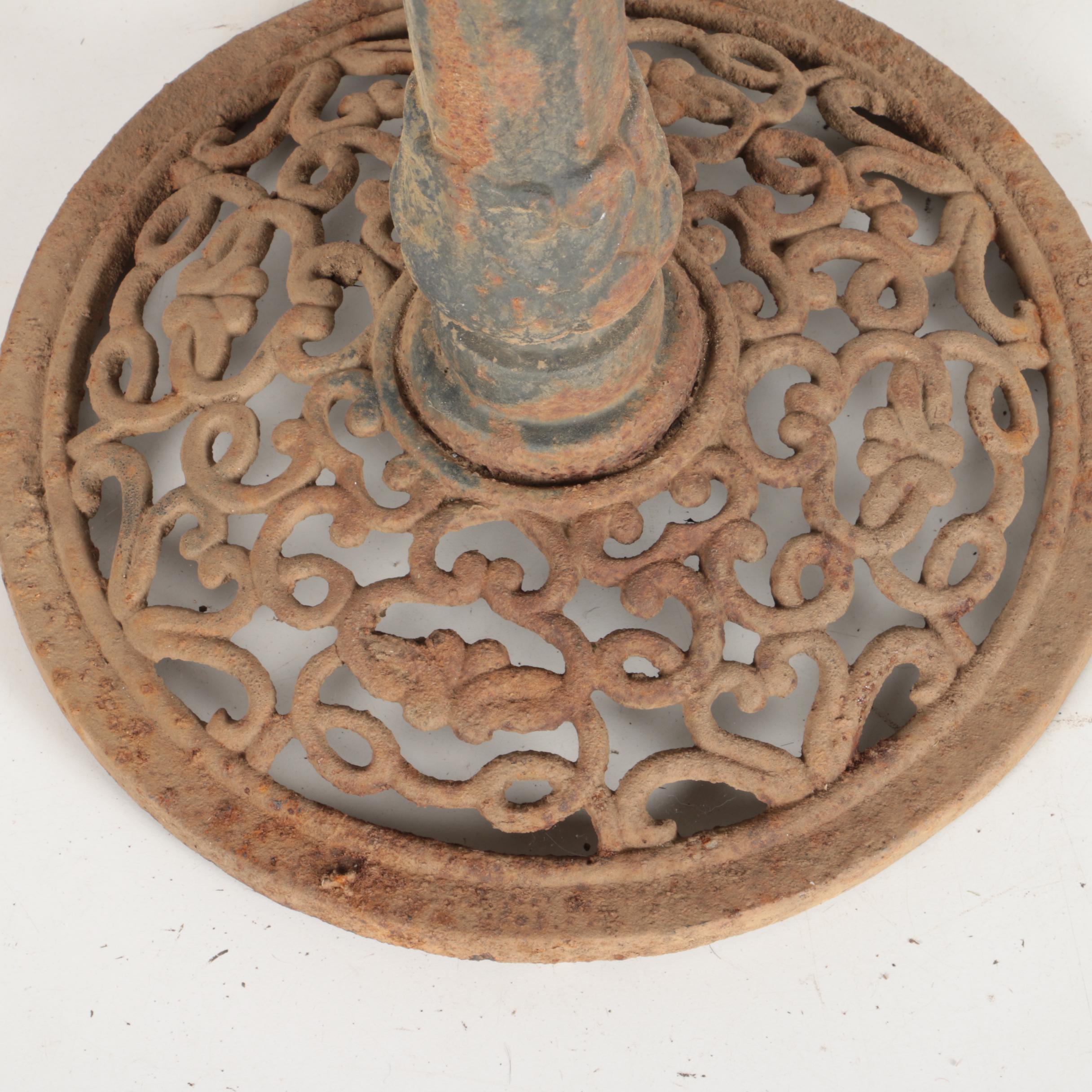 Gray Metal Garden Bird Bath