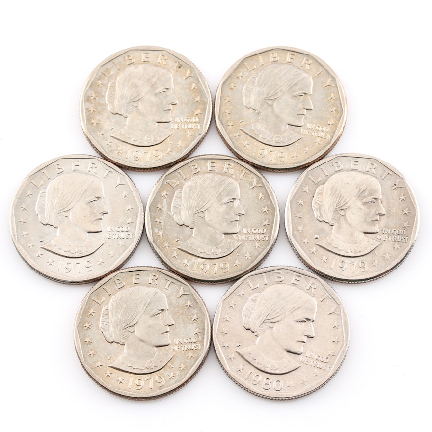 Group of (7) 1979 and 1980 Susan B. Anthony Dollars