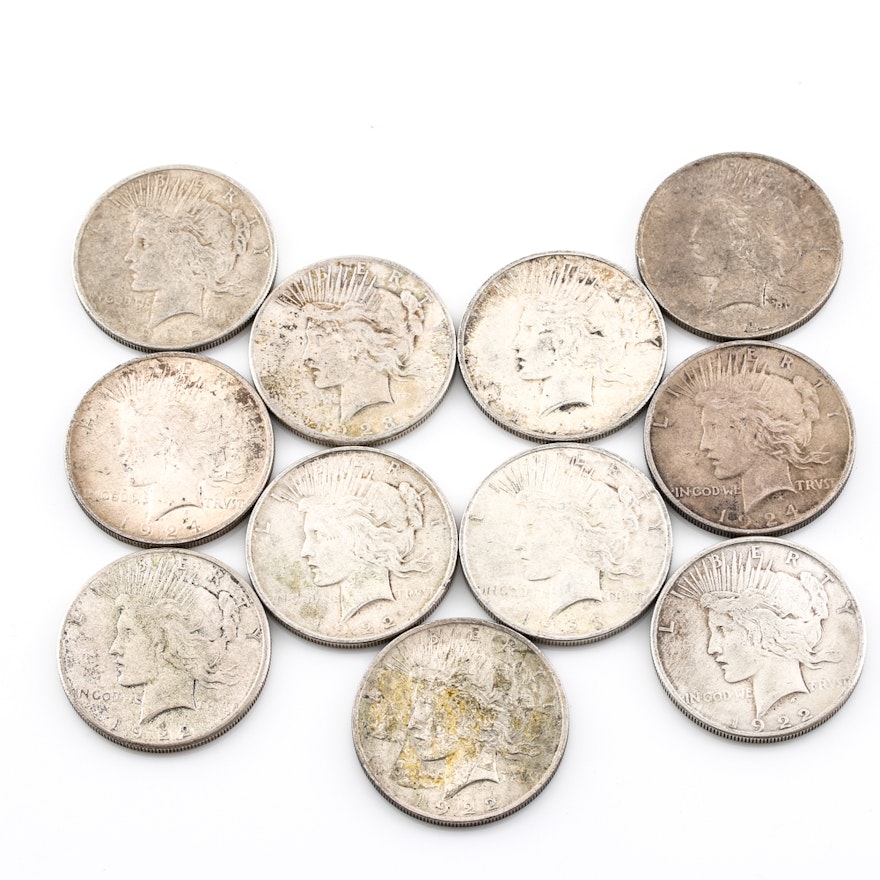 Group of (11) Peace Dollars 1922-1925