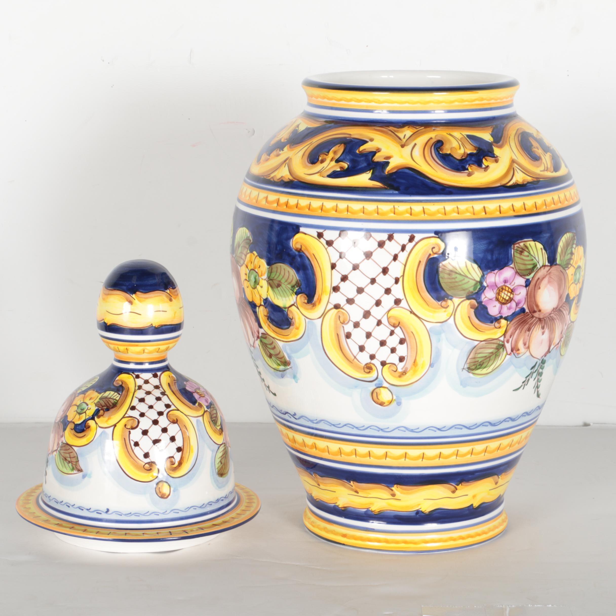 Catalina Alcaide Hand-Painted Spanish Urn