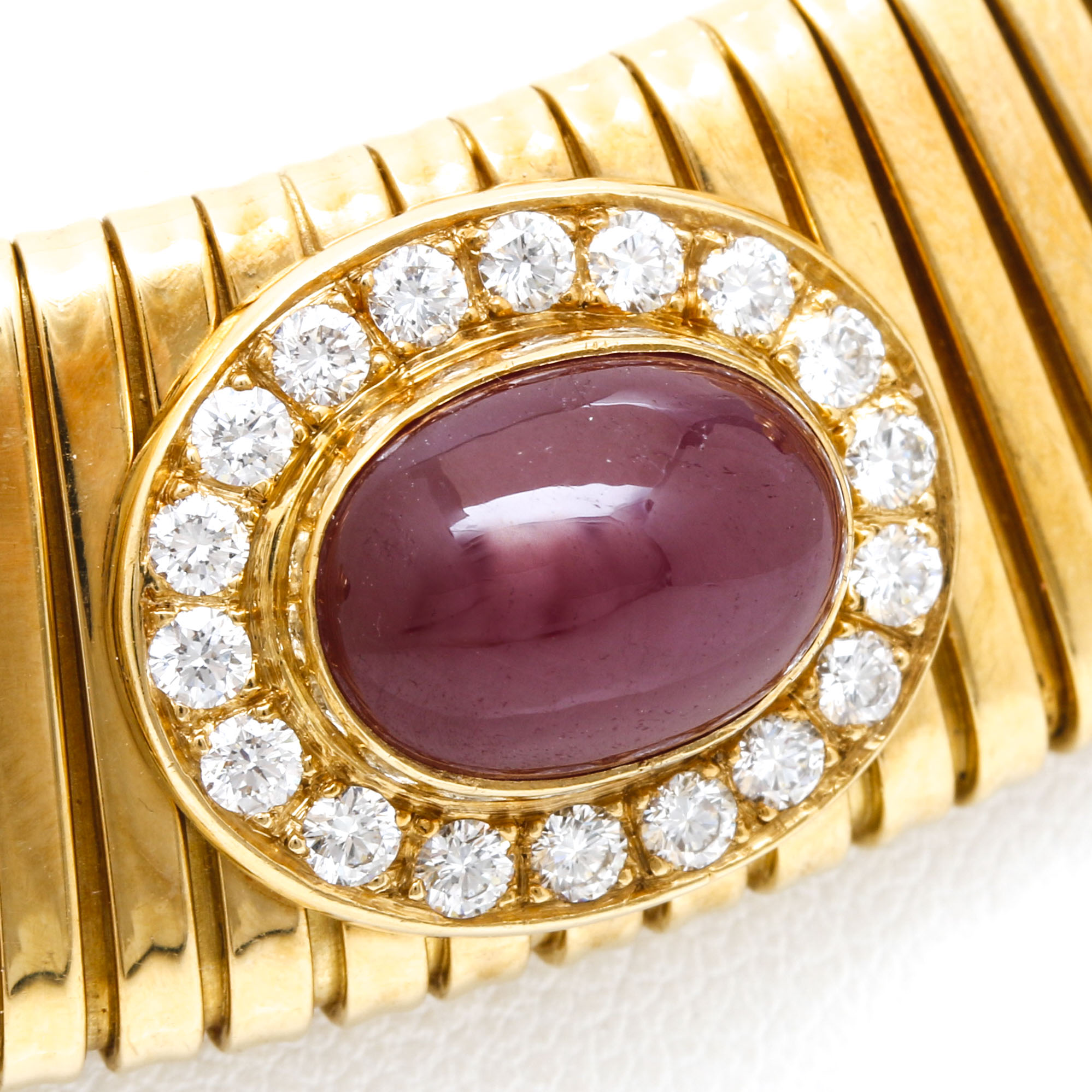 18K Yellow Gold 10.25 CTW Ruby and 1.50 CTW Diamond Omega Necklace