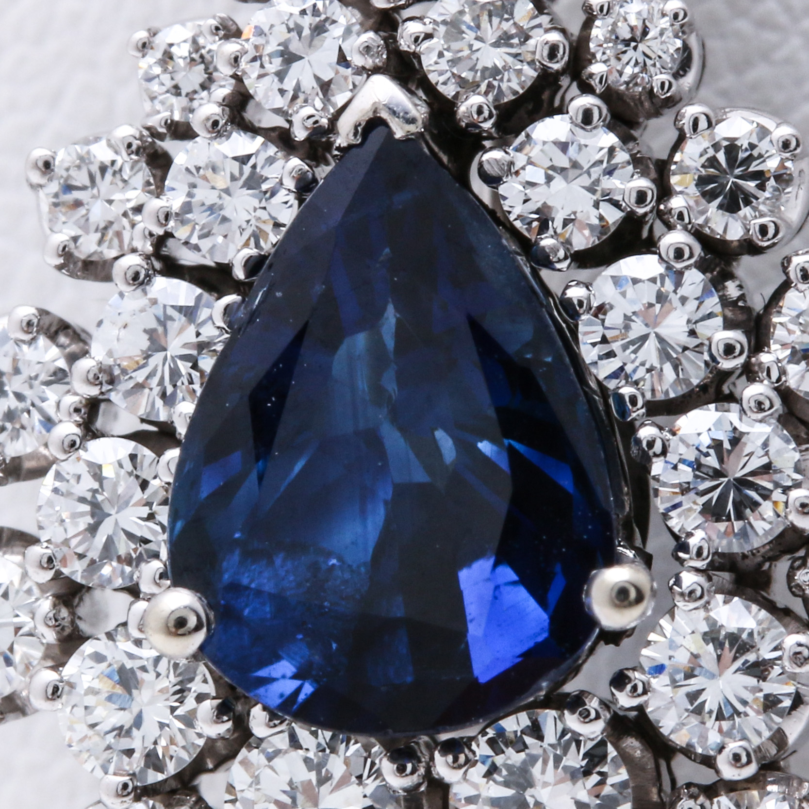 18K White Gold 1.97 CT Sapphire and 1.75 CTW Diamond Pendant Brooch with 14K White Gold Box Chain