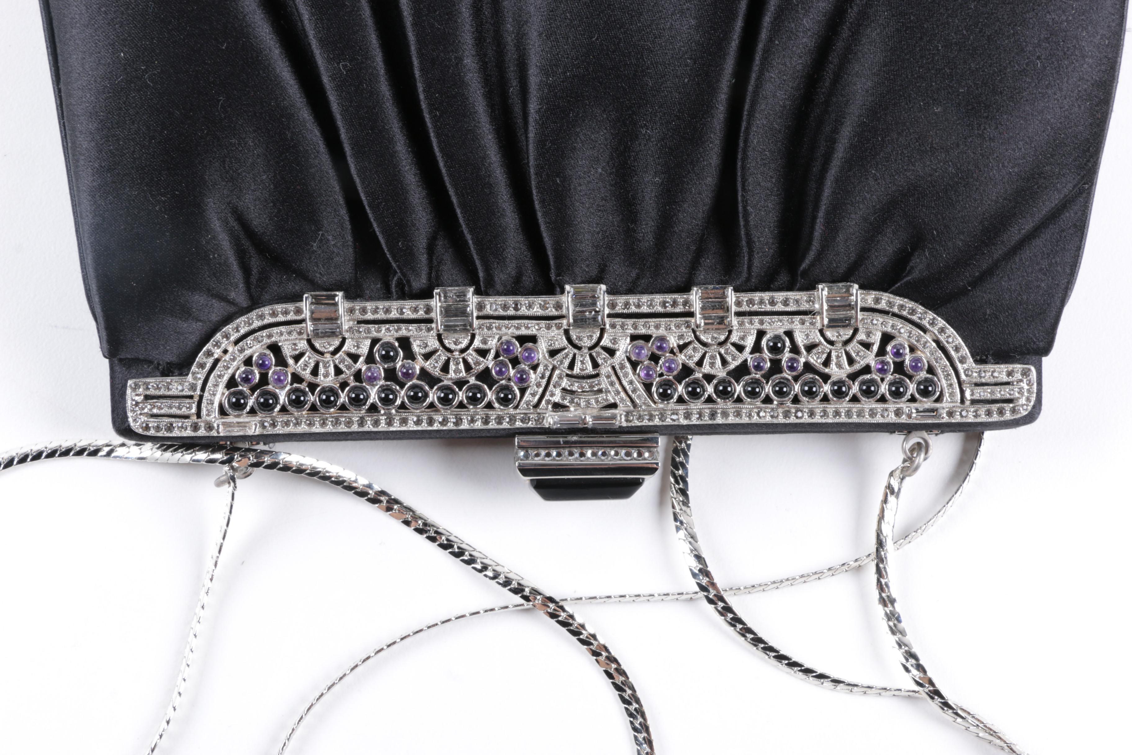 Judith Leiber Satin Art Deco Style Evening Bag