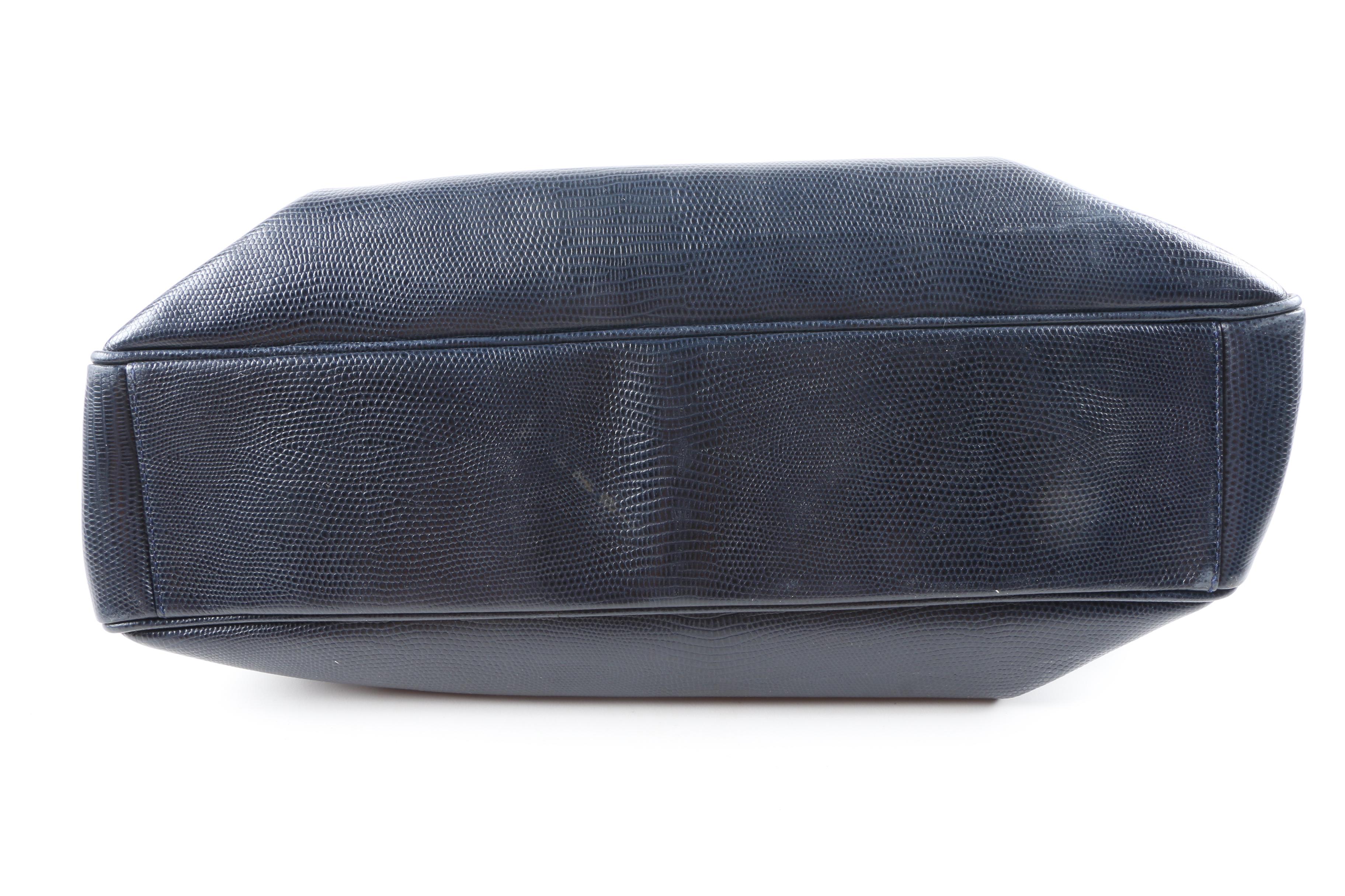 C. deSwan French Embossed Leather Handbag and Navy Blue Handbag