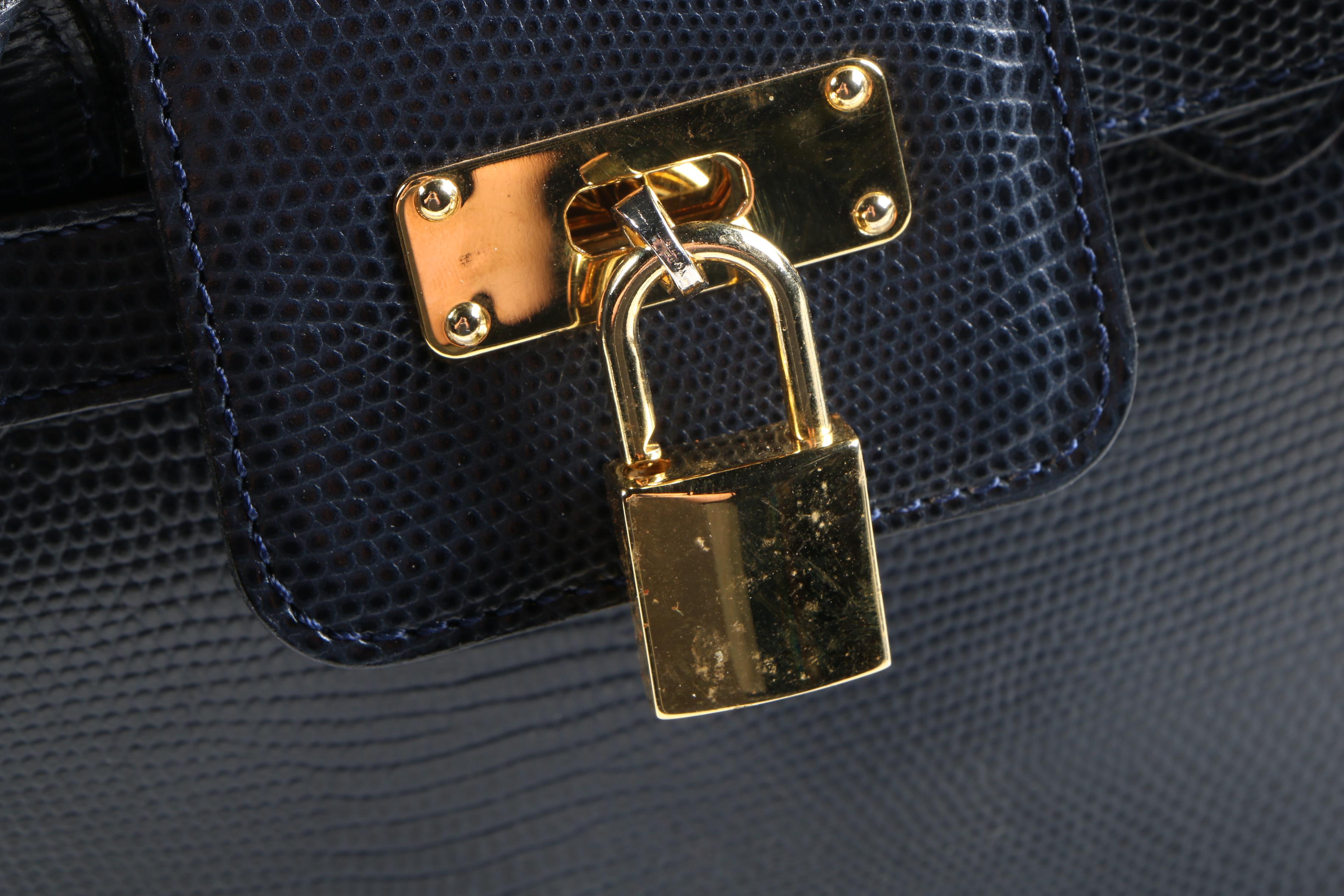 C. deSwan French Embossed Leather Handbag and Navy Blue Handbag