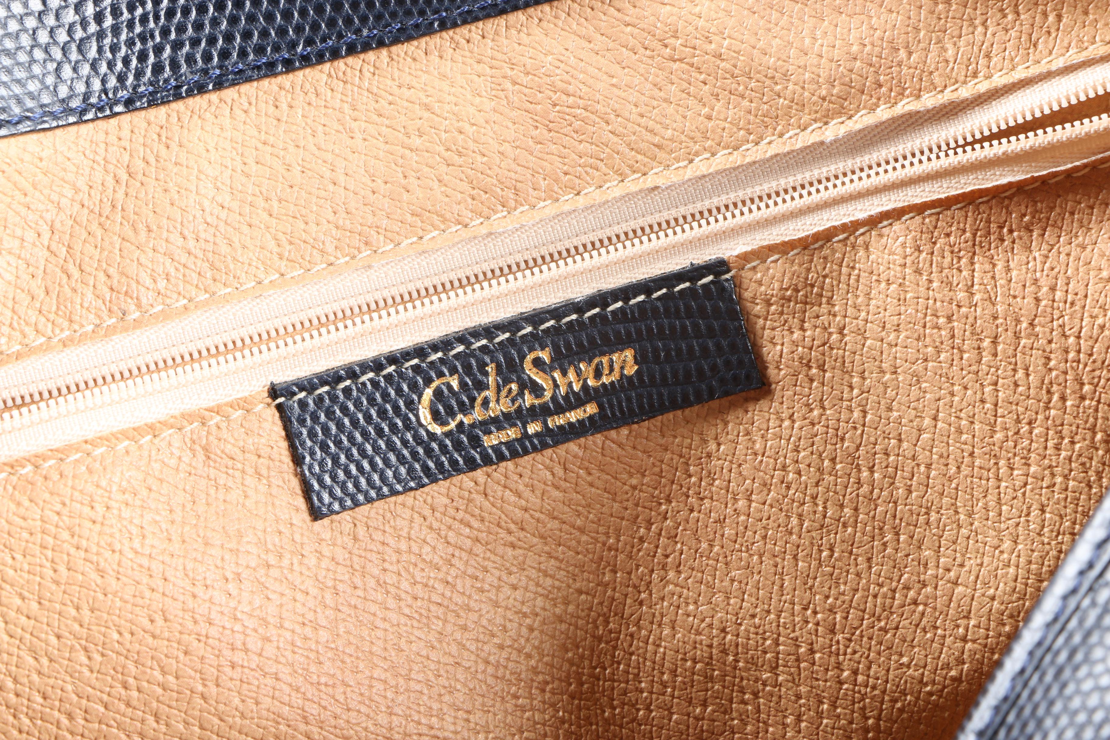 C. deSwan French Embossed Leather Handbag and Navy Blue Handbag