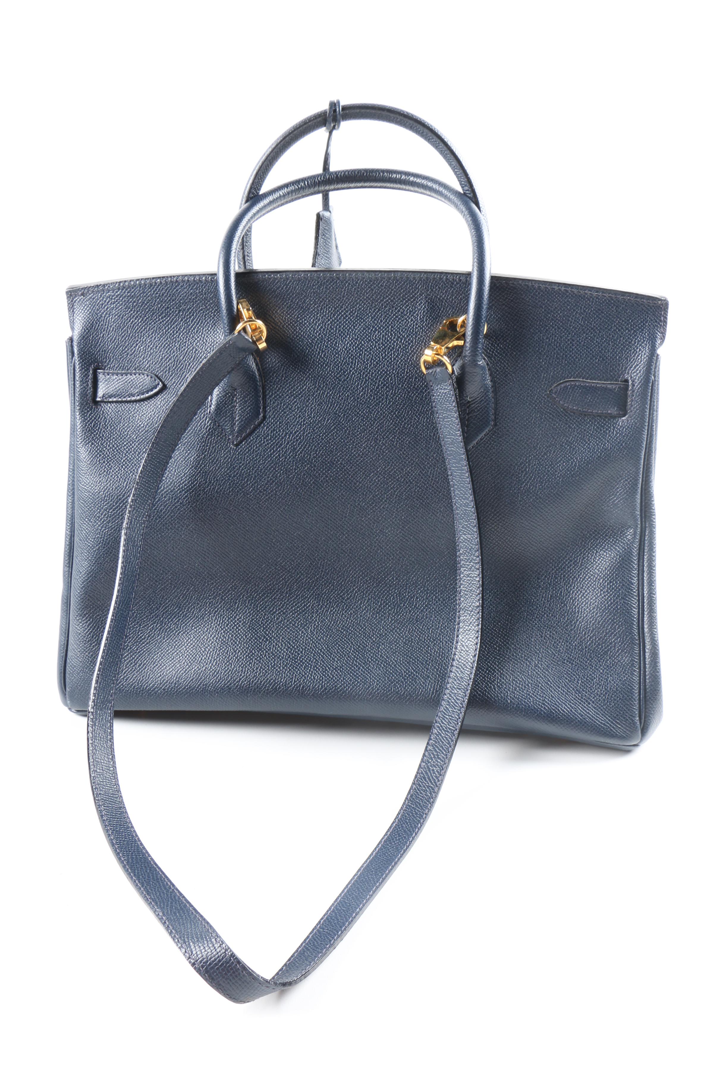 C. deSwan French Embossed Leather Handbag and Navy Blue Handbag