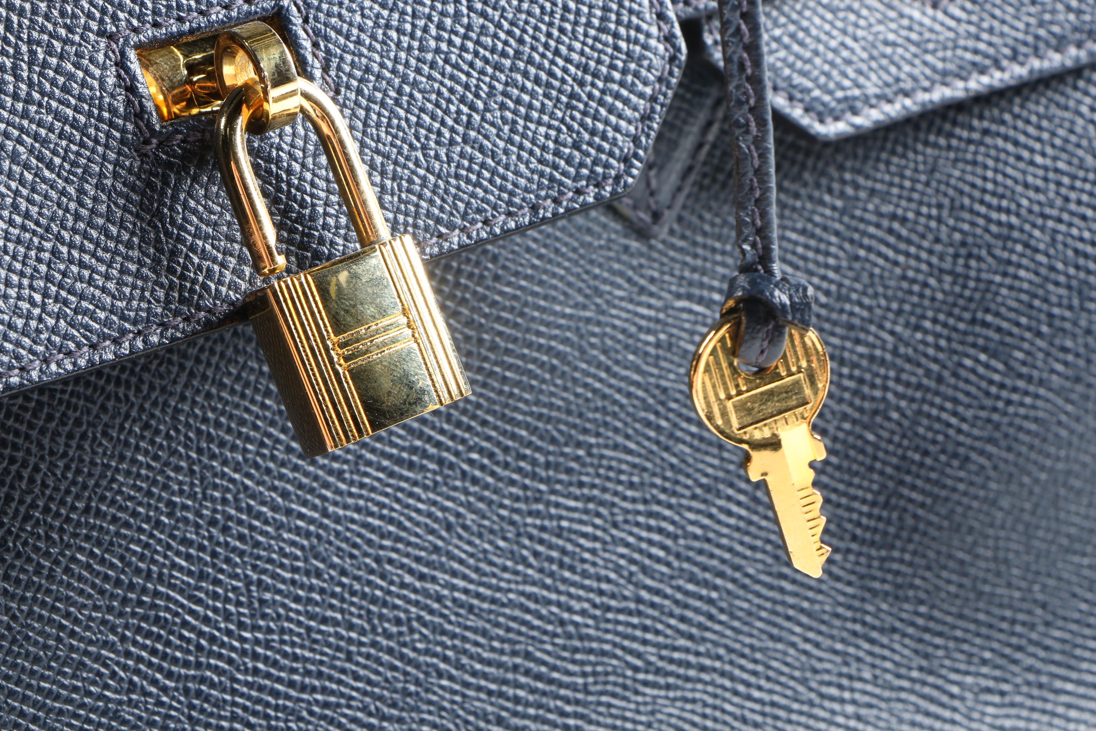 C. deSwan French Embossed Leather Handbag and Navy Blue Handbag