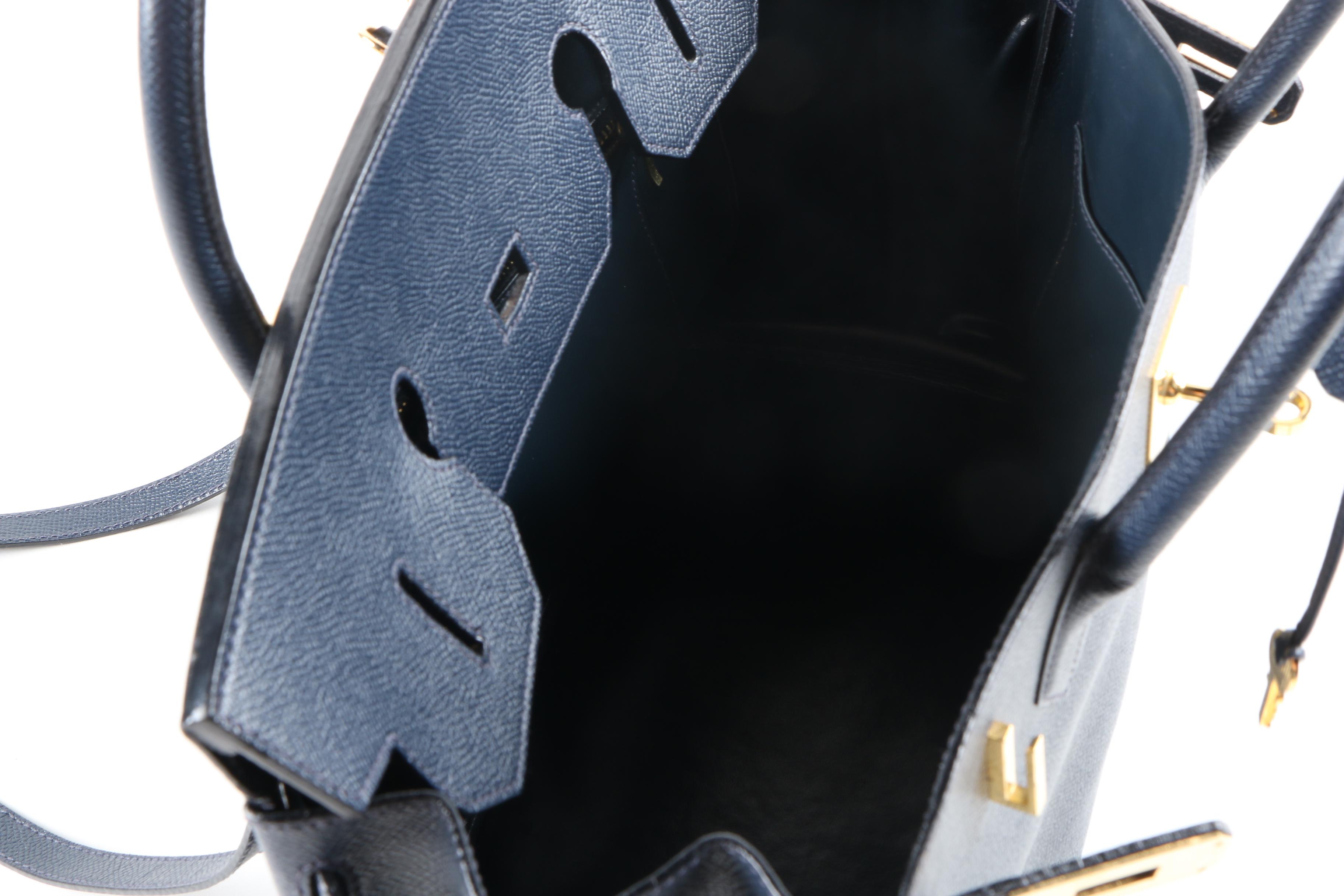 C. deSwan French Embossed Leather Handbag and Navy Blue Handbag