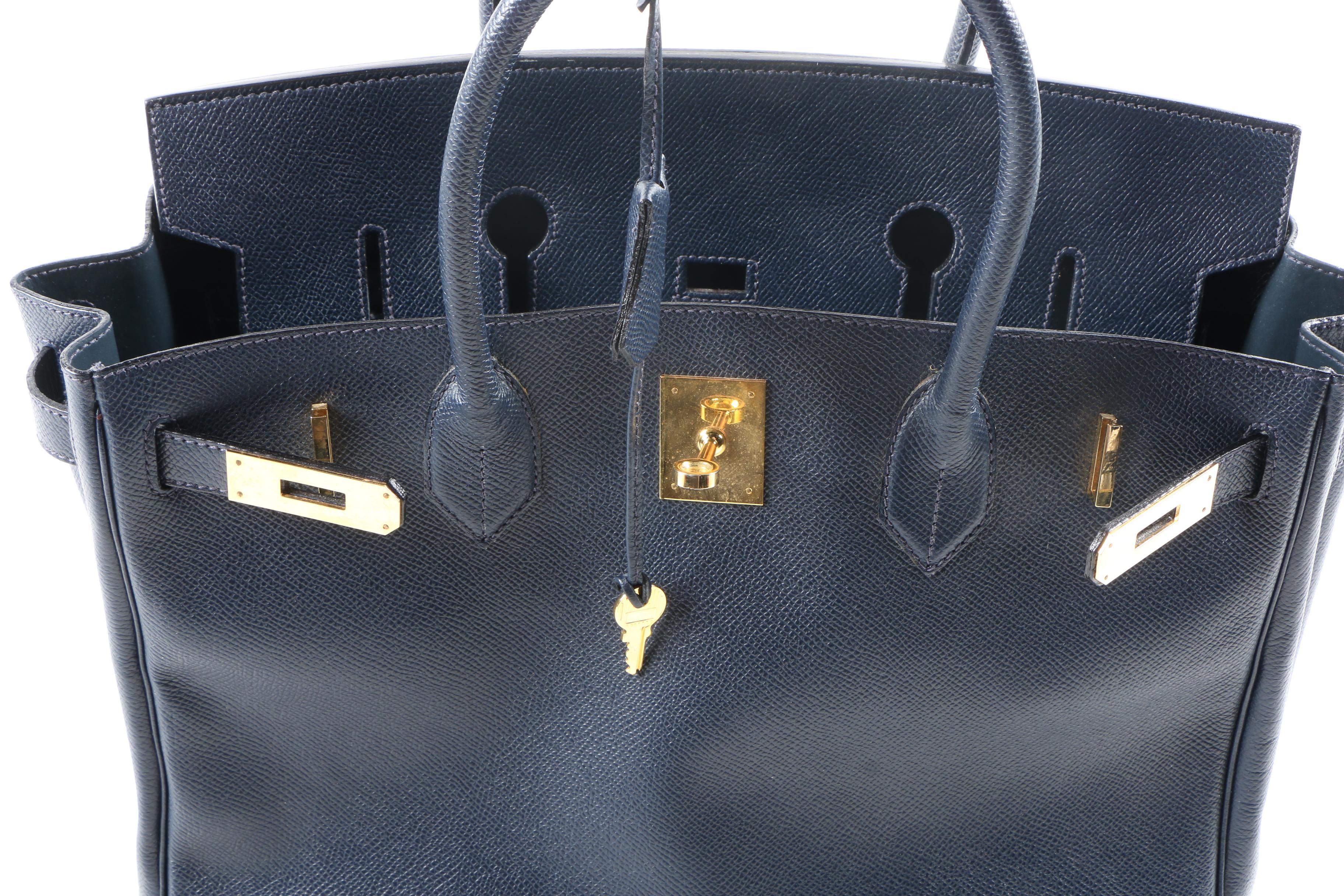 C. deSwan French Embossed Leather Handbag and Navy Blue Handbag