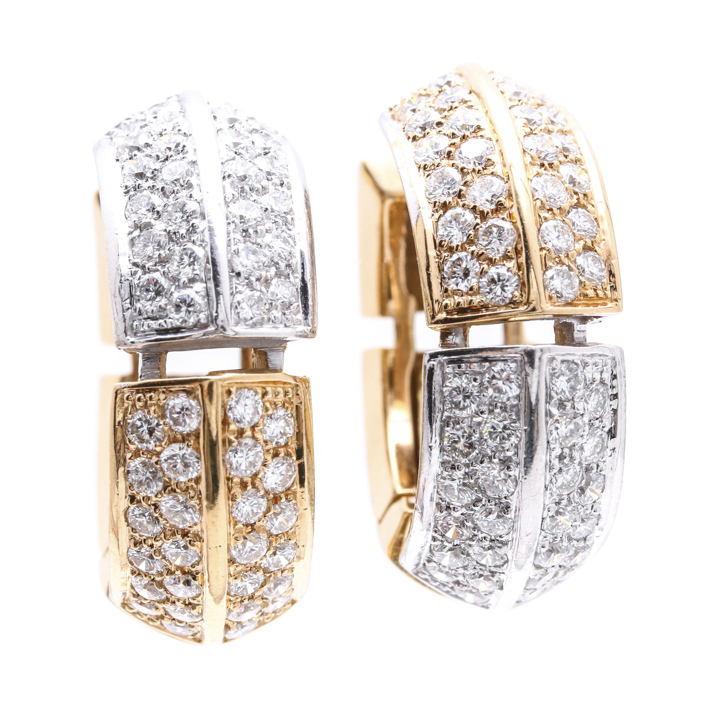 Antonini 18K Two Tone Gold 2.20 CTW Diamond Huggie Earrings