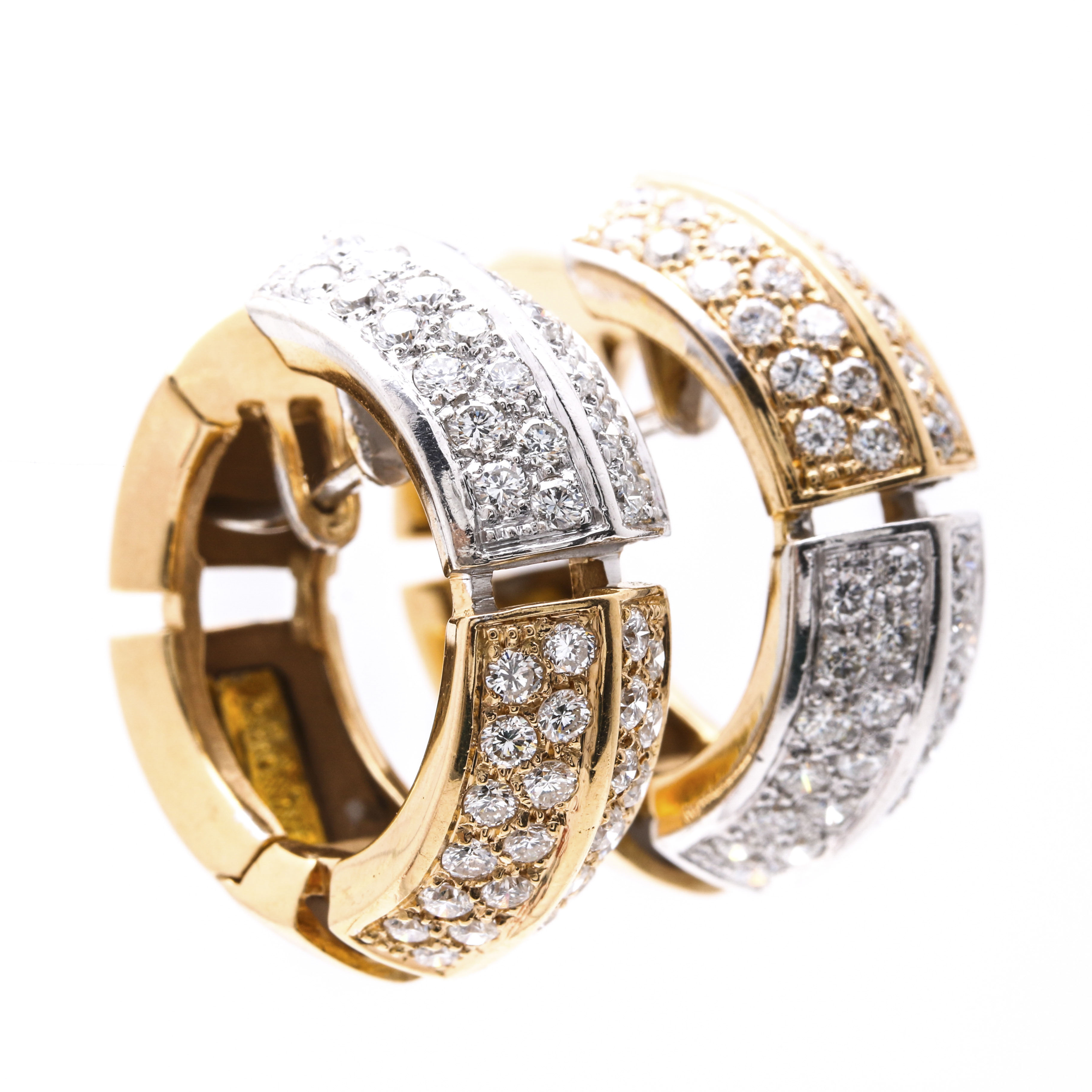 Antonini 18K Two Tone Gold 2.20 CTW Diamond Huggie Earrings