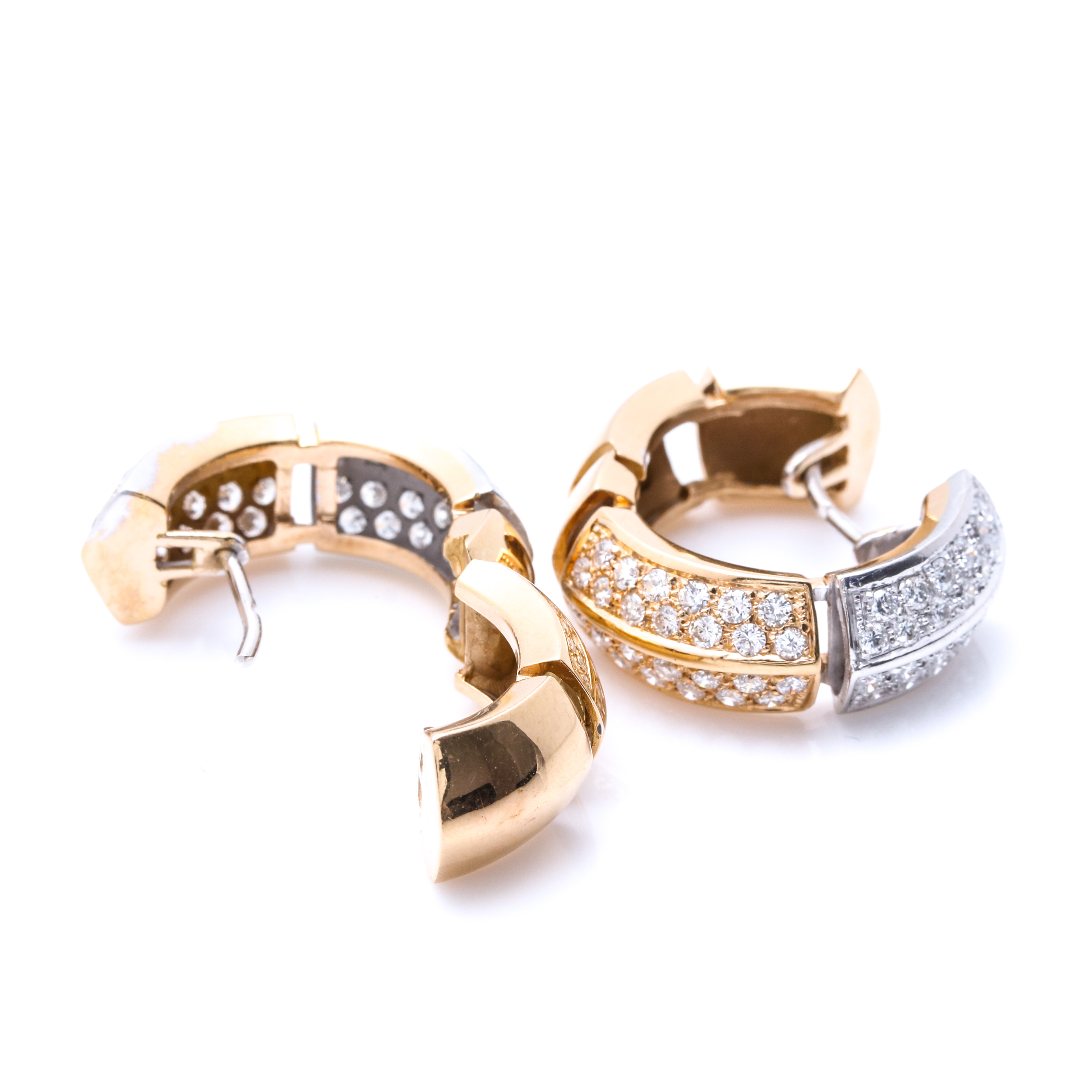 Antonini 18K Two Tone Gold 2.20 CTW Diamond Huggie Earrings