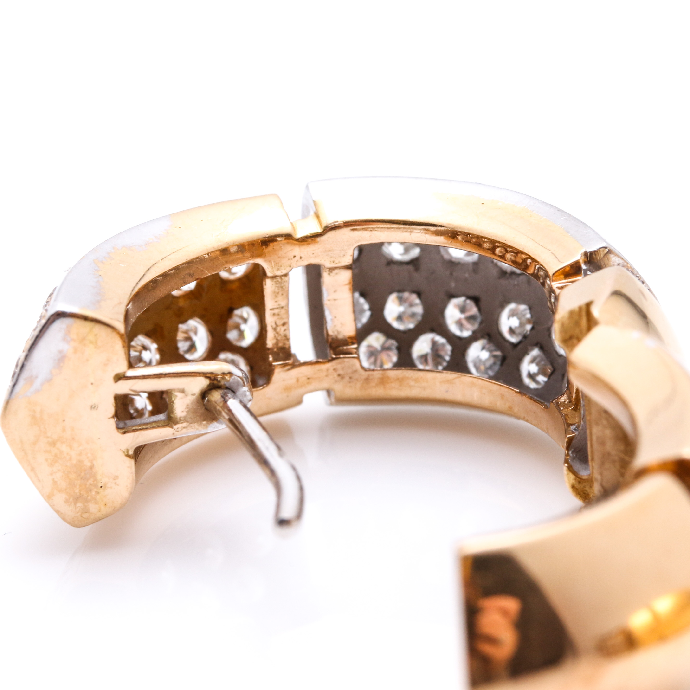 Antonini 18K Two Tone Gold 2.20 CTW Diamond Huggie Earrings