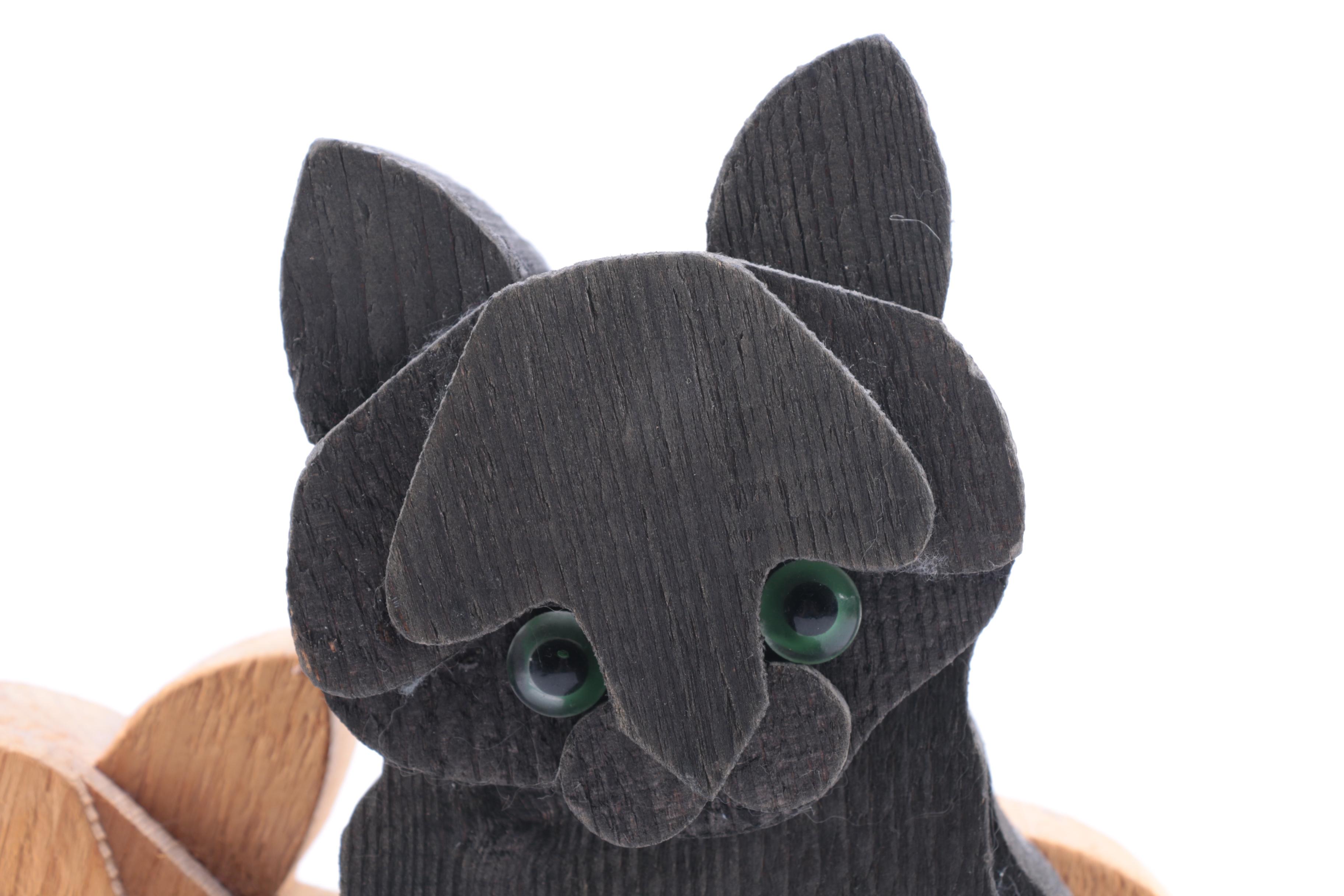 Carved Wooden Figurine of Cats