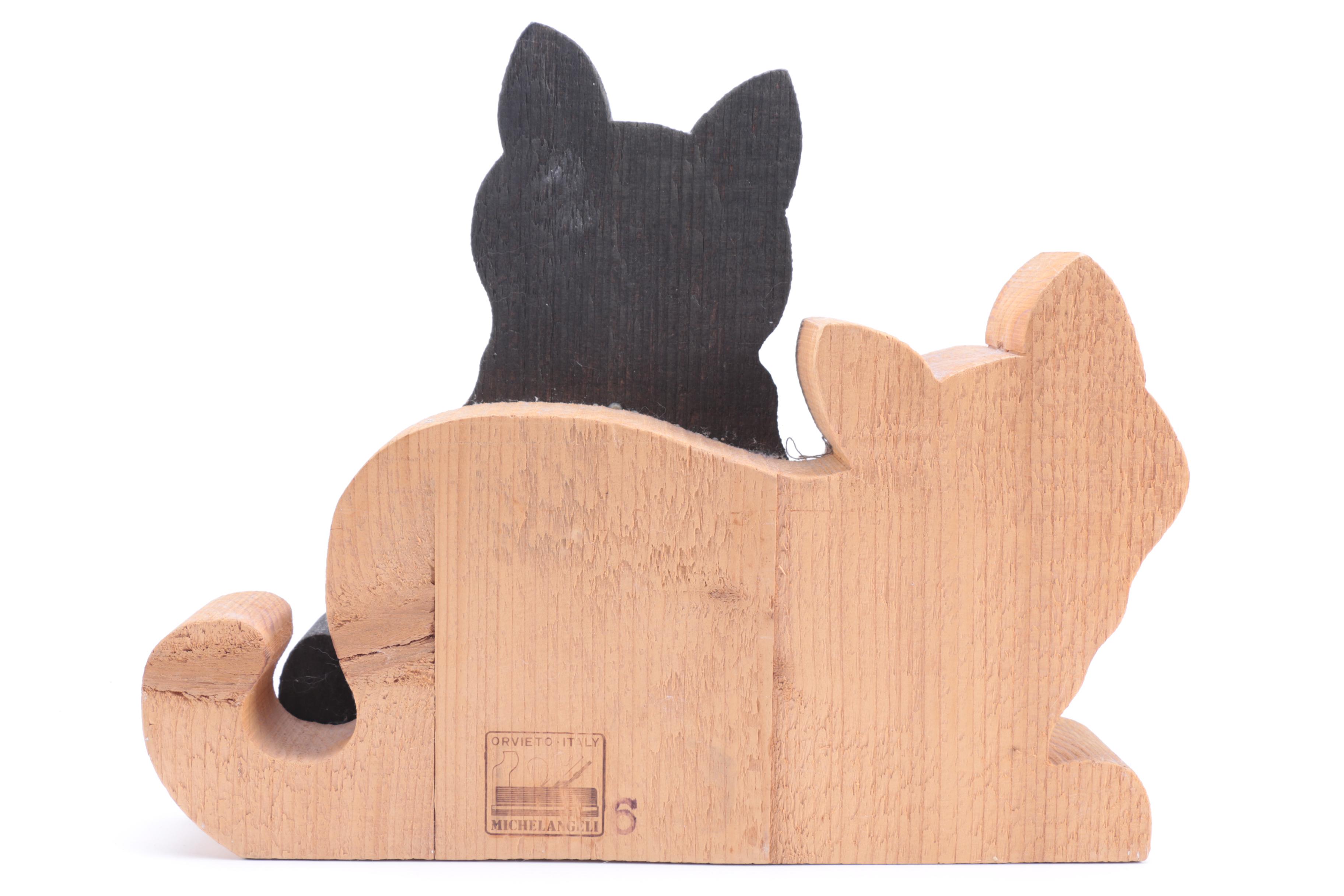 Carved Wooden Figurine of Cats