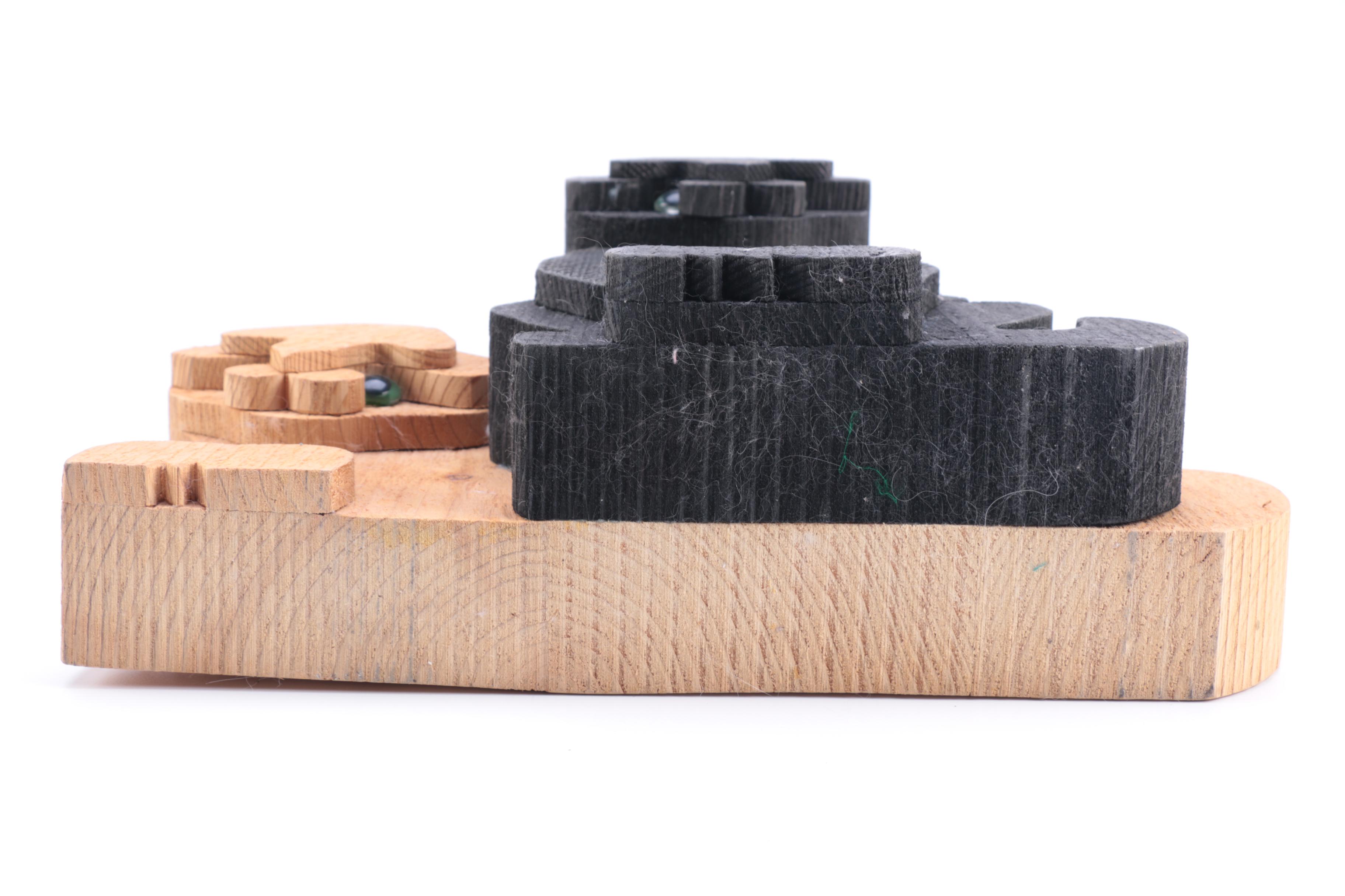 Carved Wooden Figurine of Cats