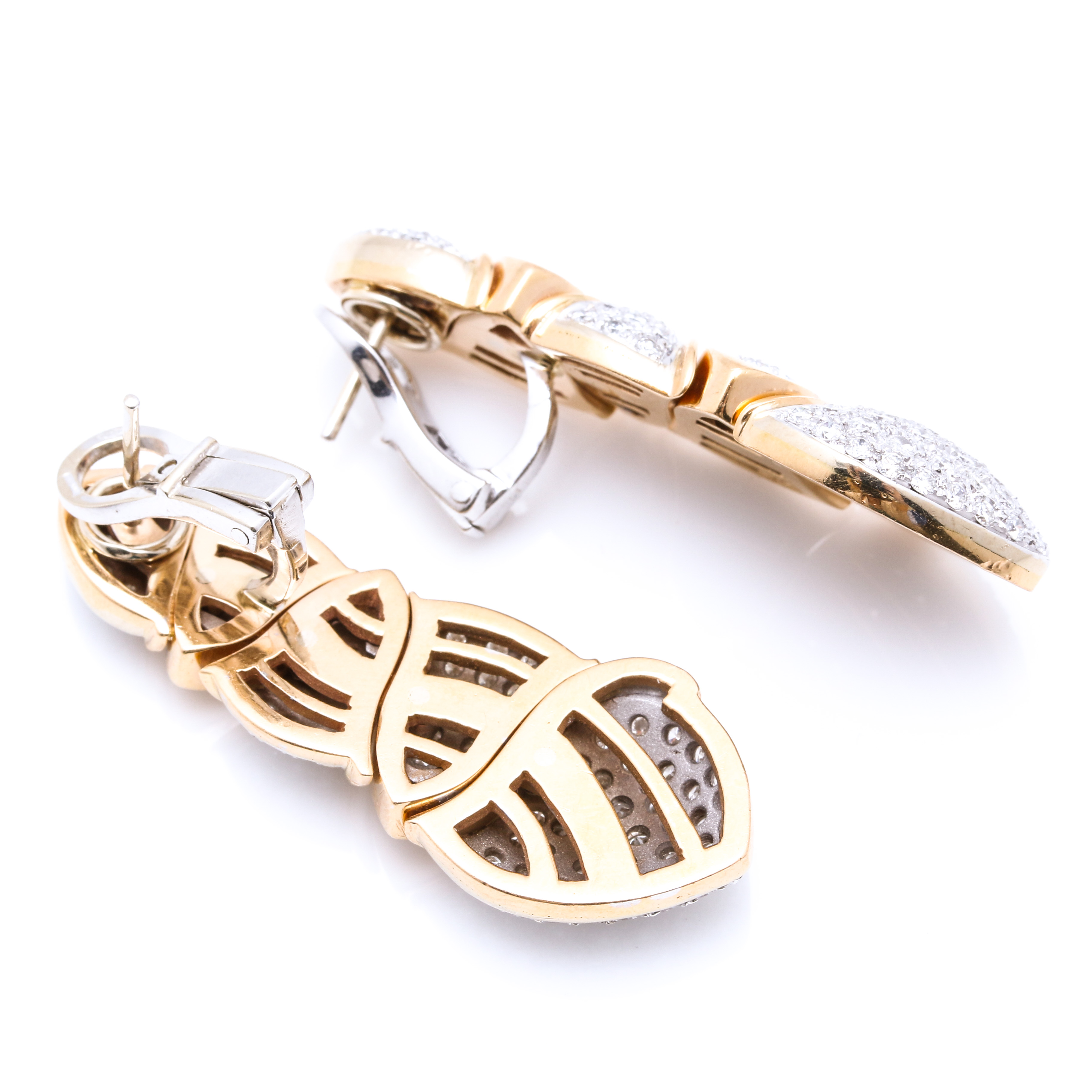 18K Two Tone Gold 3.90 CTW Diamond Drop Earrings