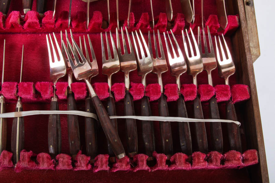 Bronze and Wood Flatware Set