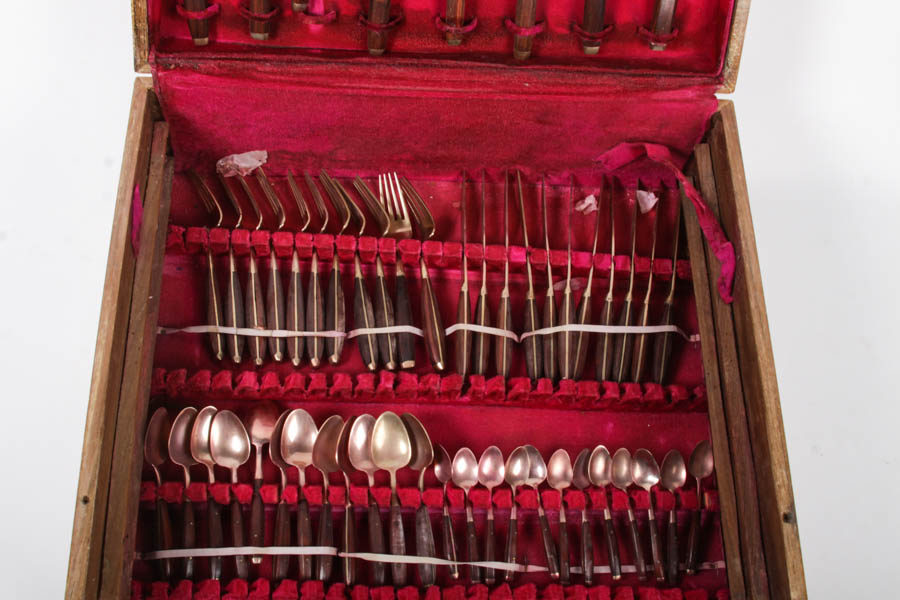 Bronze and Wood Flatware Set