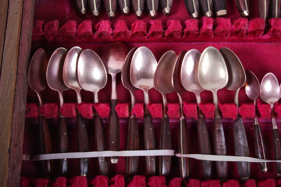 Bronze and Wood Flatware Set