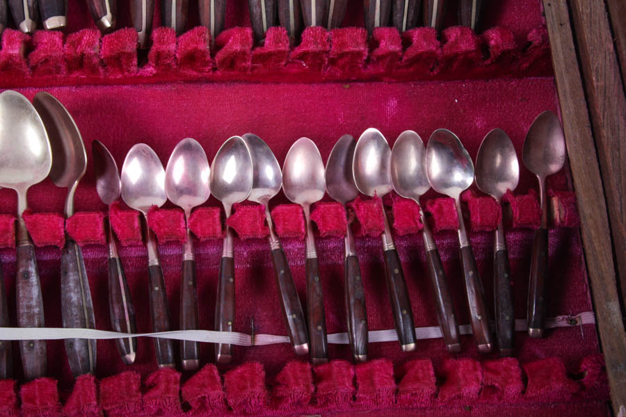 Bronze and Wood Flatware Set
