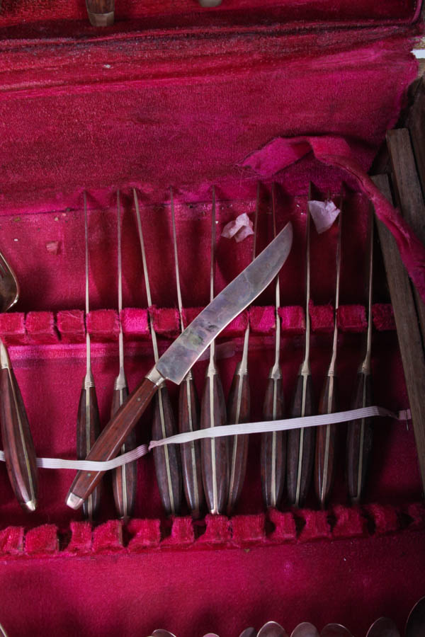 Bronze and Wood Flatware Set