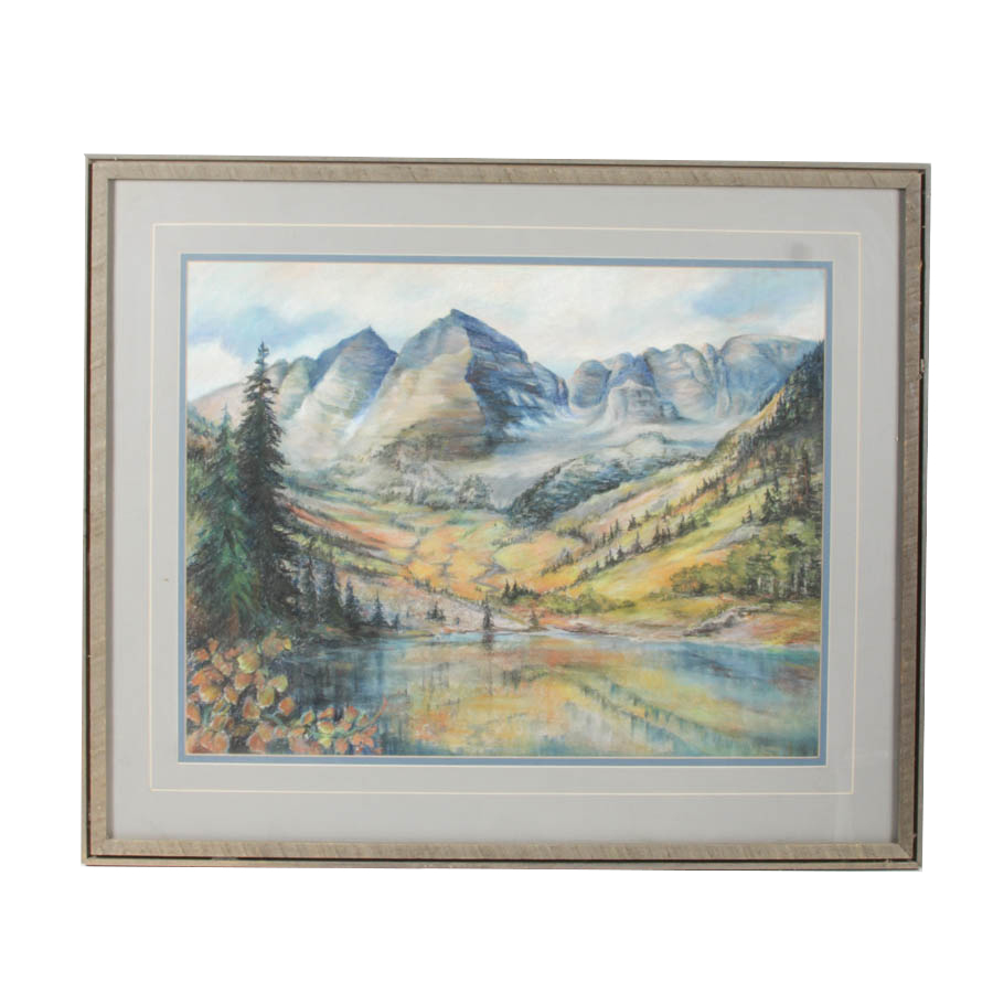 Velda Flinn Pastel Drawing on Paper of Colorado Mountain Landscape