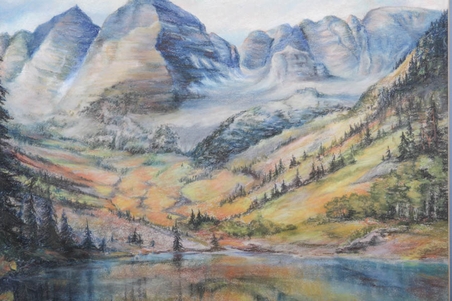 Velda Flinn Pastel Drawing on Paper of Colorado Mountain Landscape