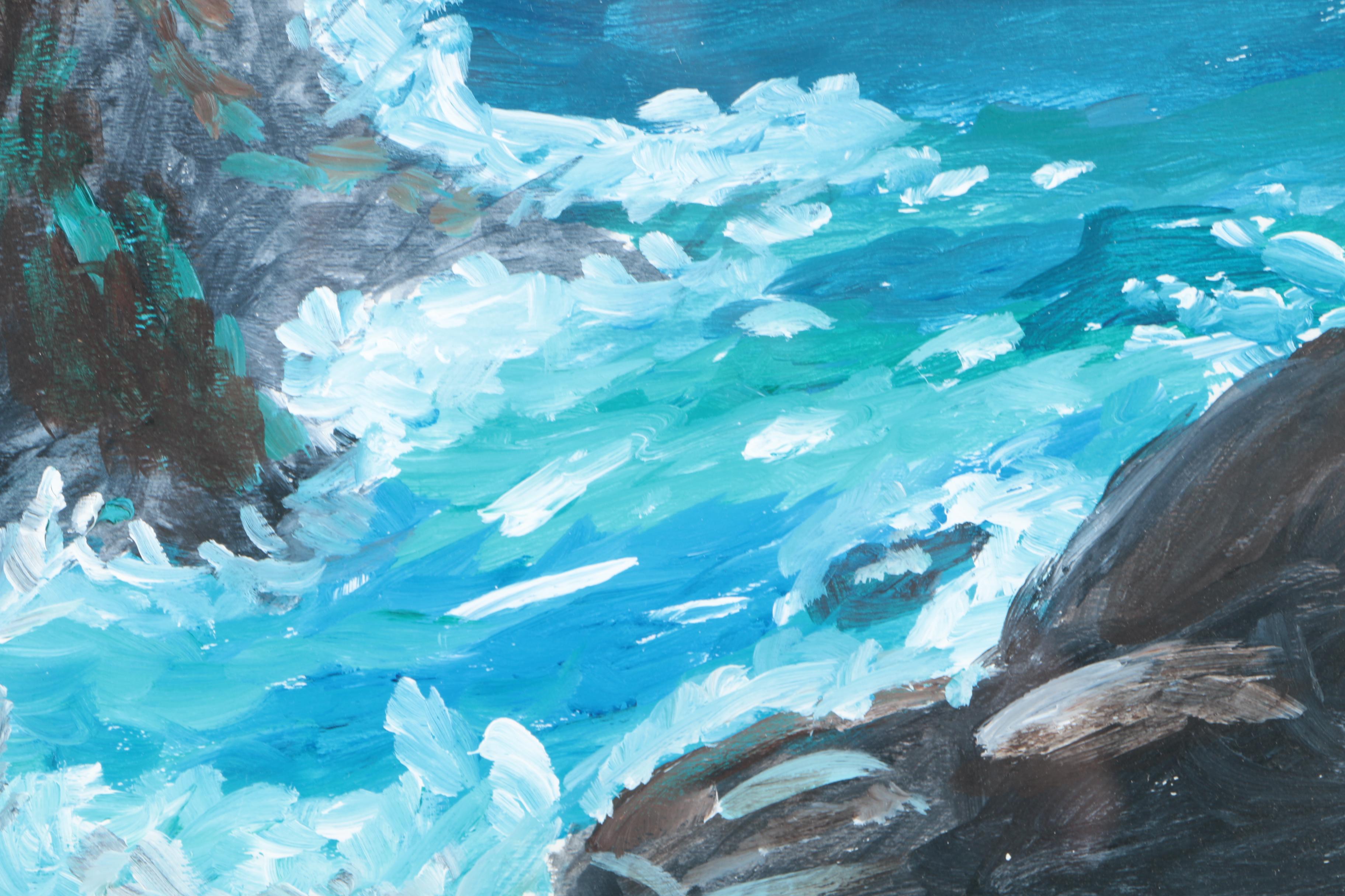 Acrylic Painting on Paper of Ocean Scene