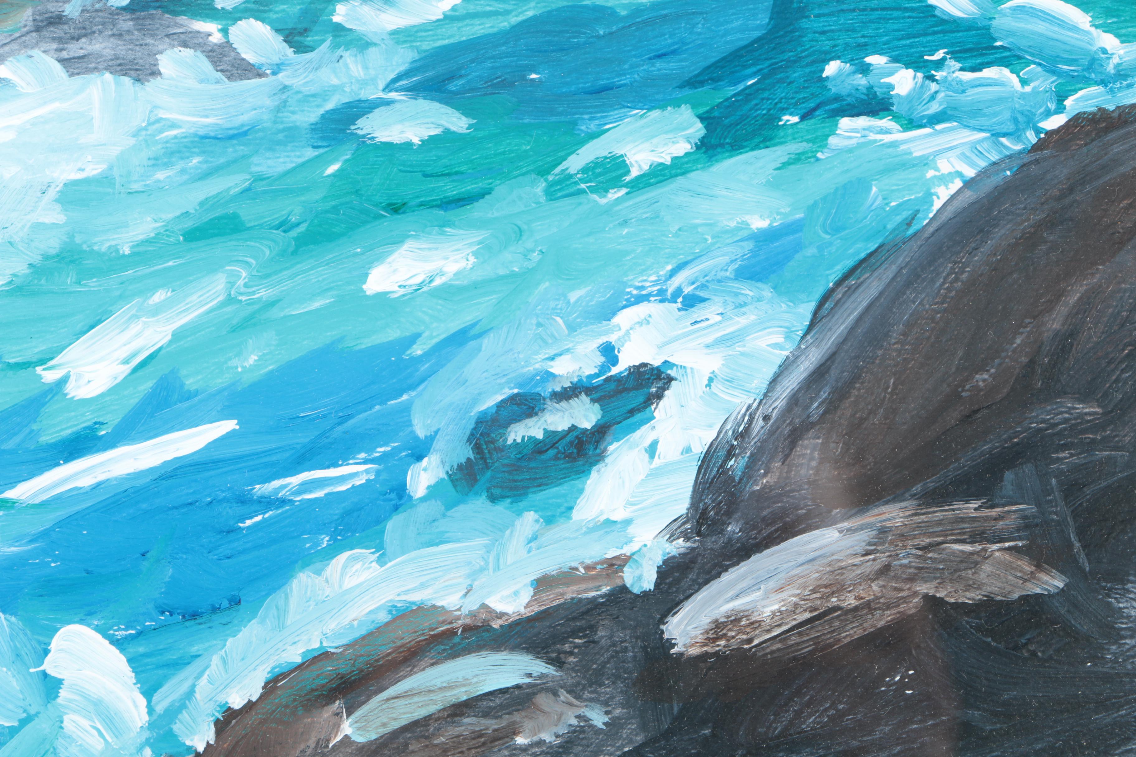 Acrylic Painting on Paper of Ocean Scene