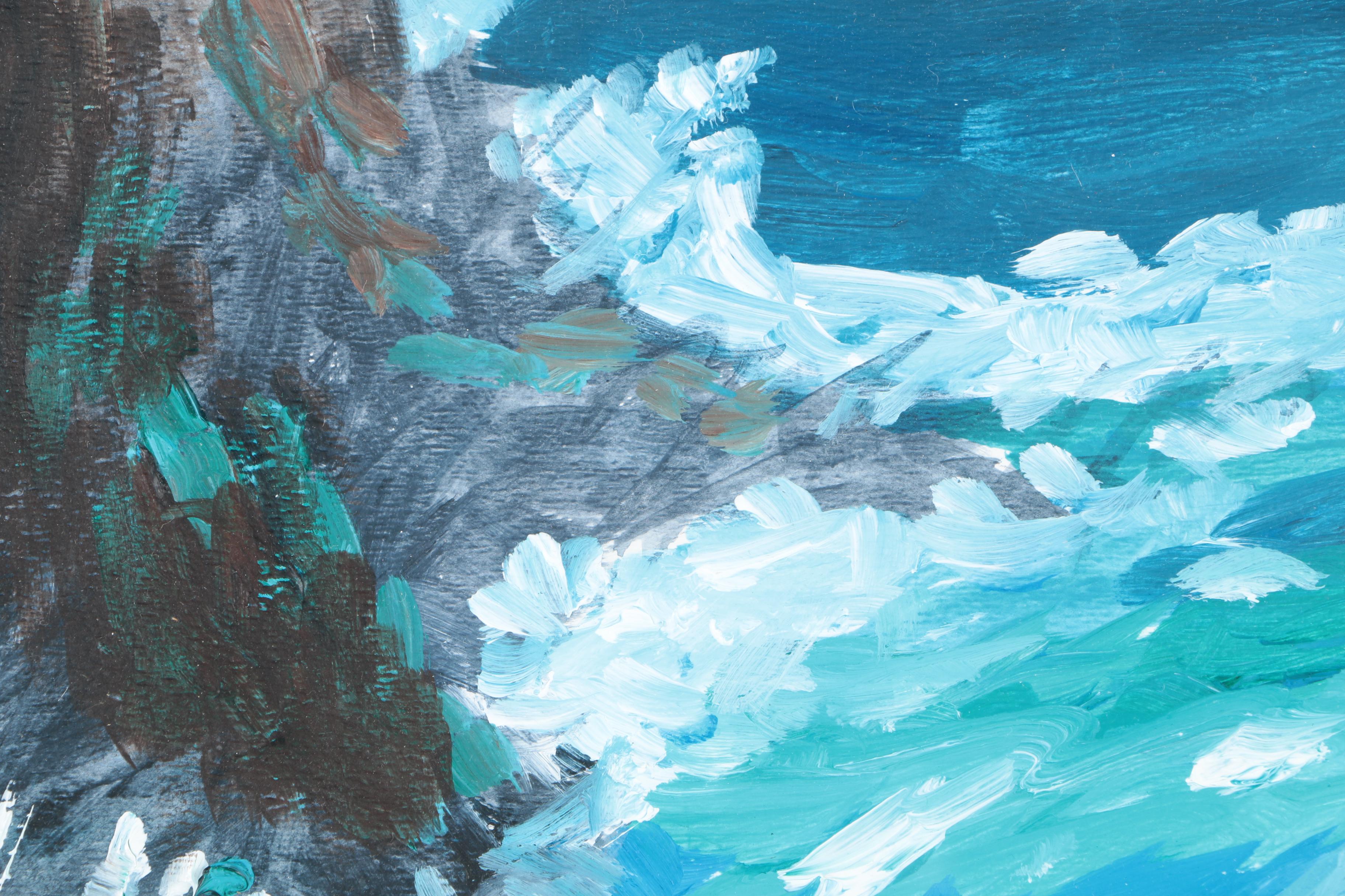 Acrylic Painting on Paper of Ocean Scene